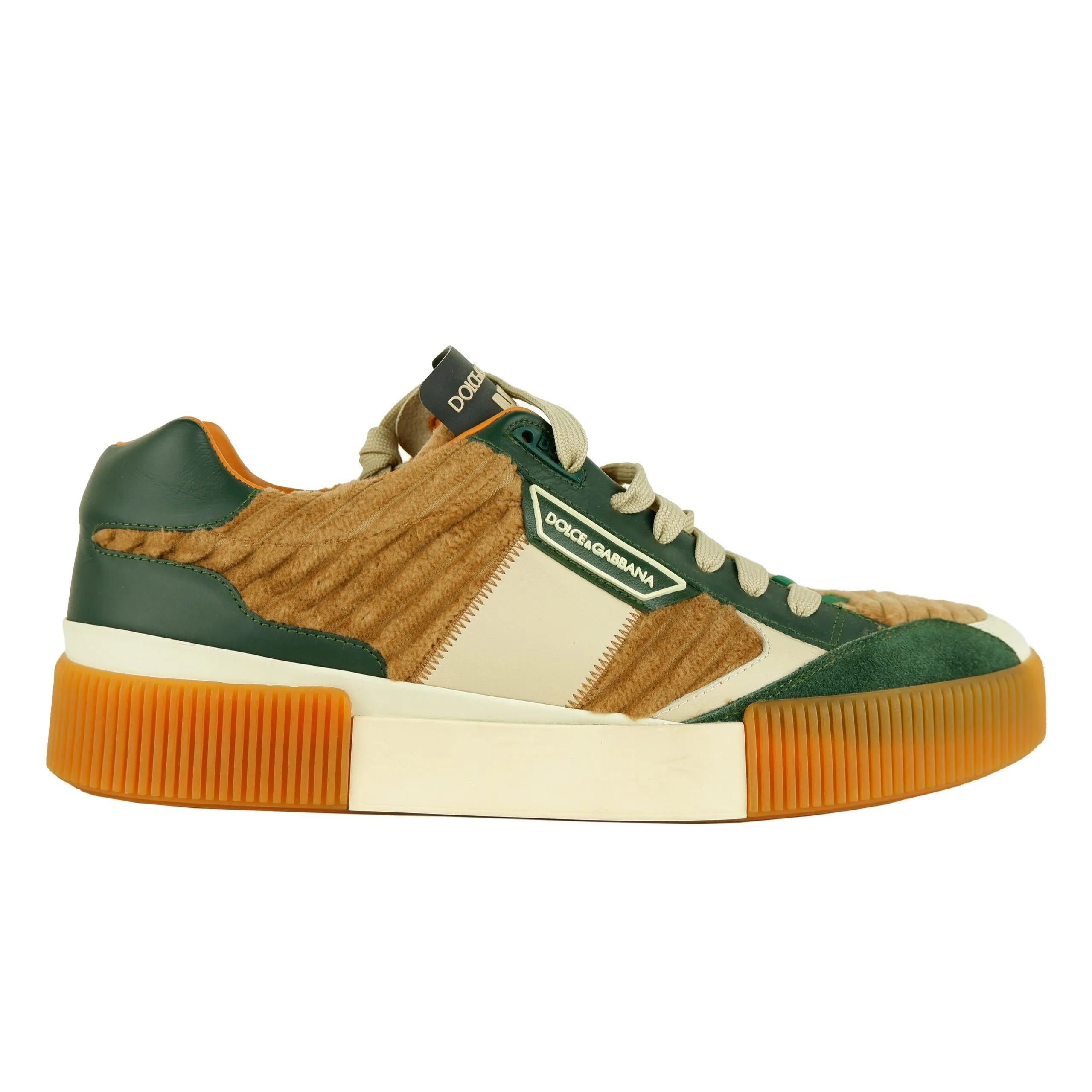 Dolce & Gabbana Men's Luxe Green & White Calfskin Sneakers