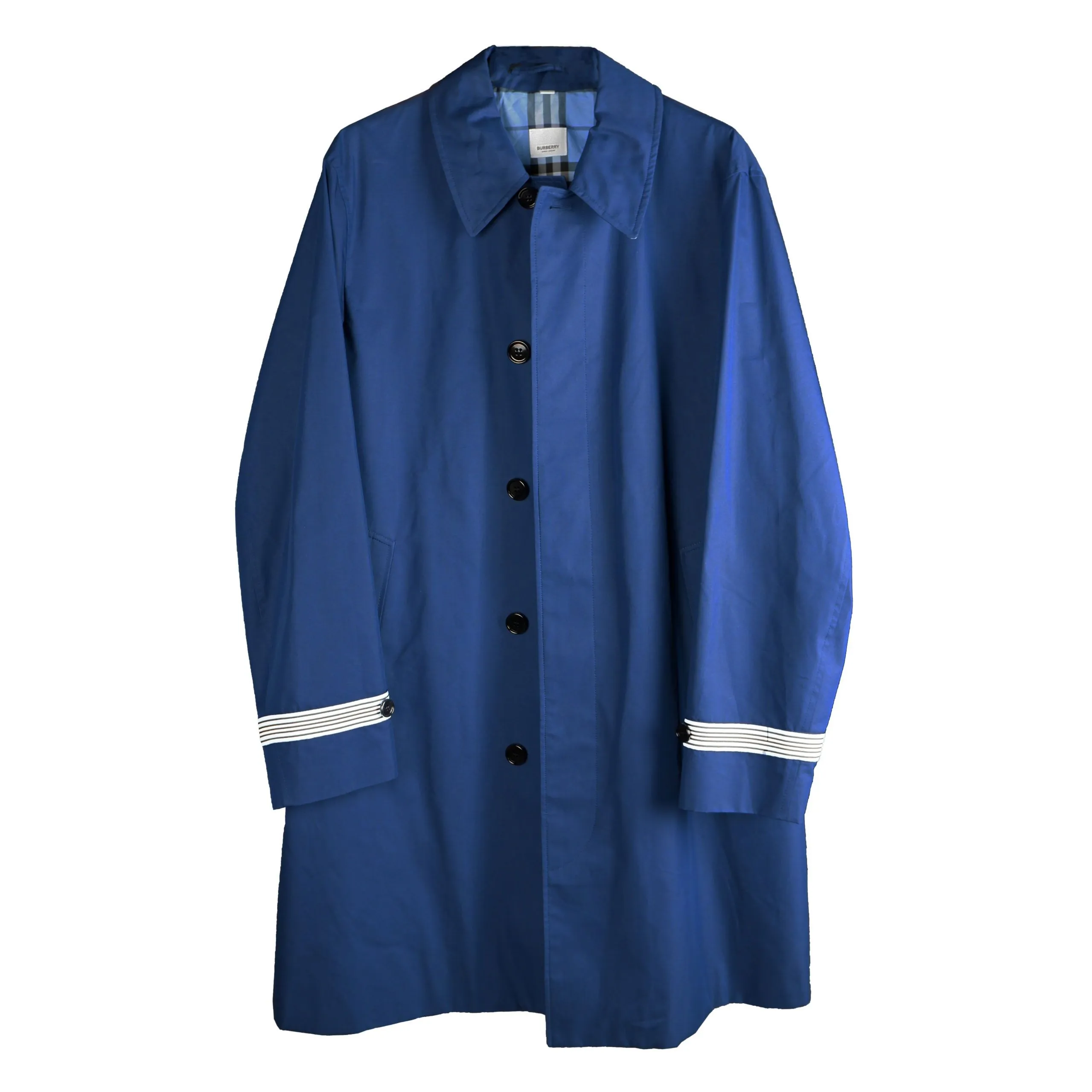 Burberry Men's Elegant Men's Blue Cotton-Blend Trench Coat