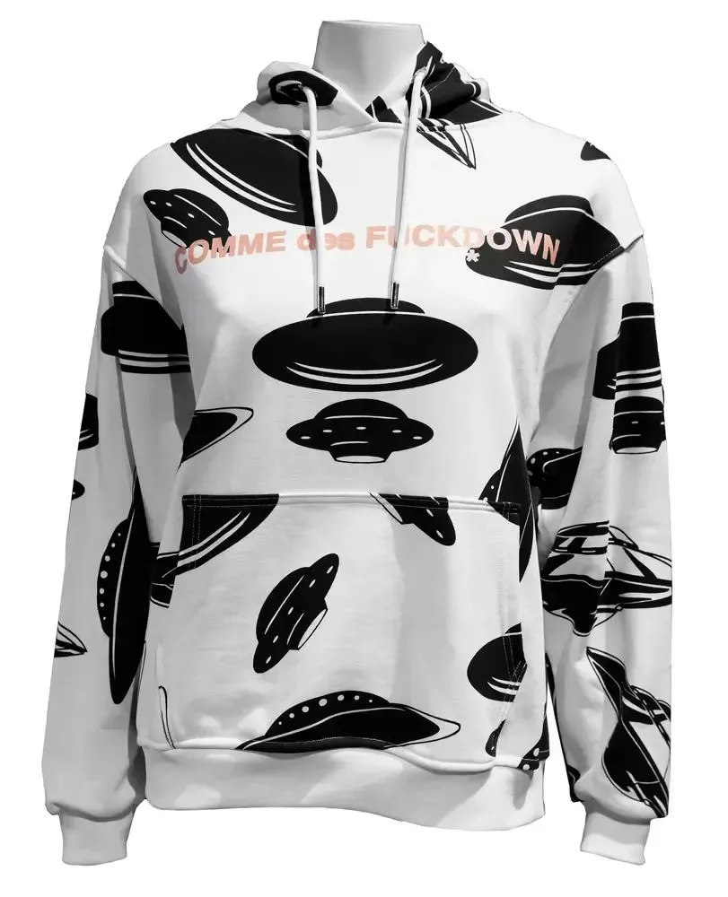 Comme Des Fuckdown Women's UFO Print Cotton Sweatshirt with Pink Logo