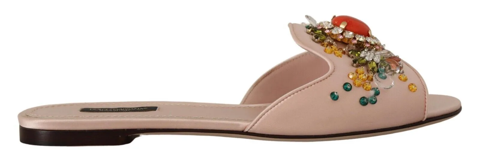 Dolce & Gabbana Women's Crystal-Embellished Leather Slide Flats