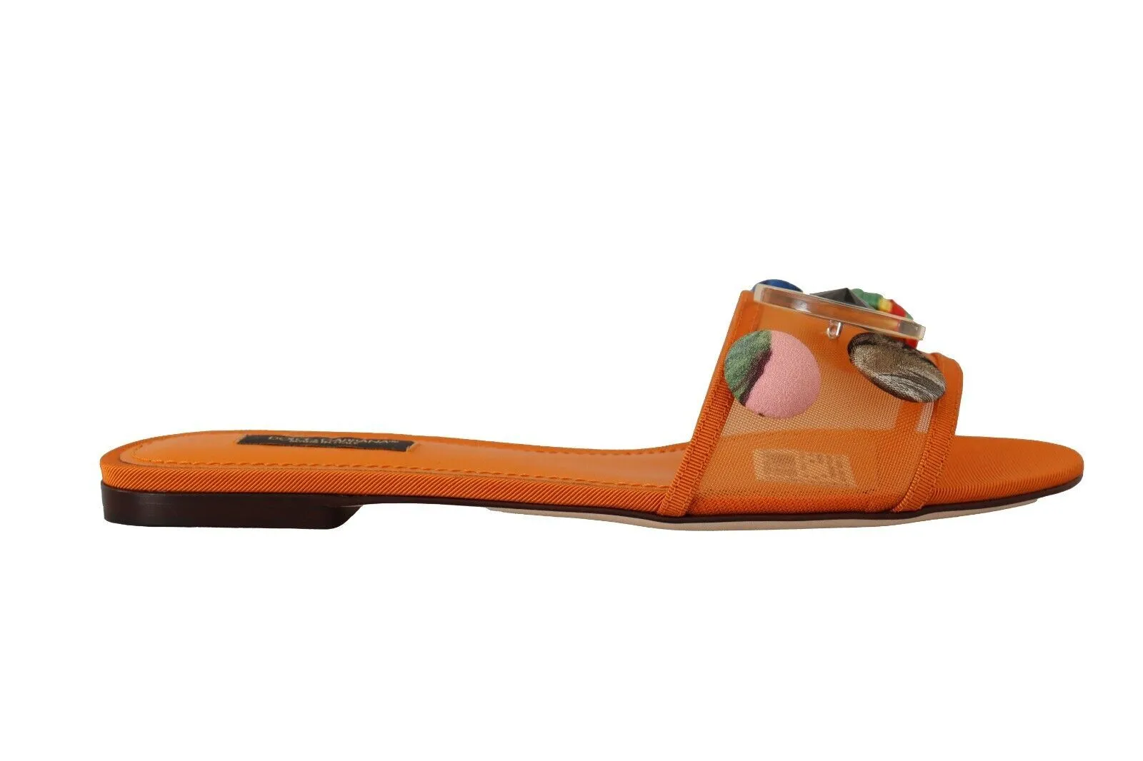 Dolce & Gabbana Women's Elegant Mesh Slide-on Flats with Button Embellishment