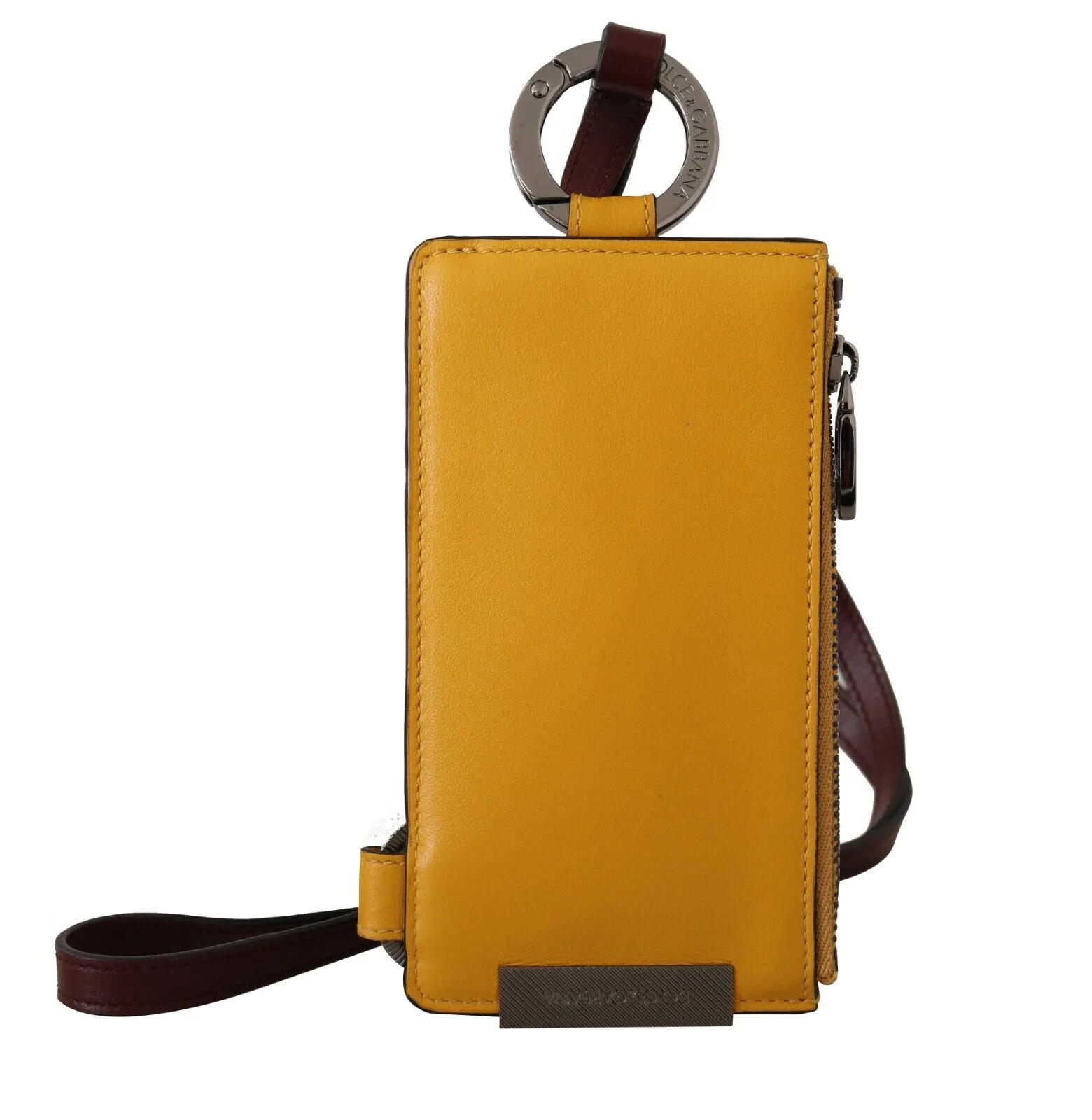 Dolce & Gabbana Women's Elegant Yellow Leather Card Holder with Strap