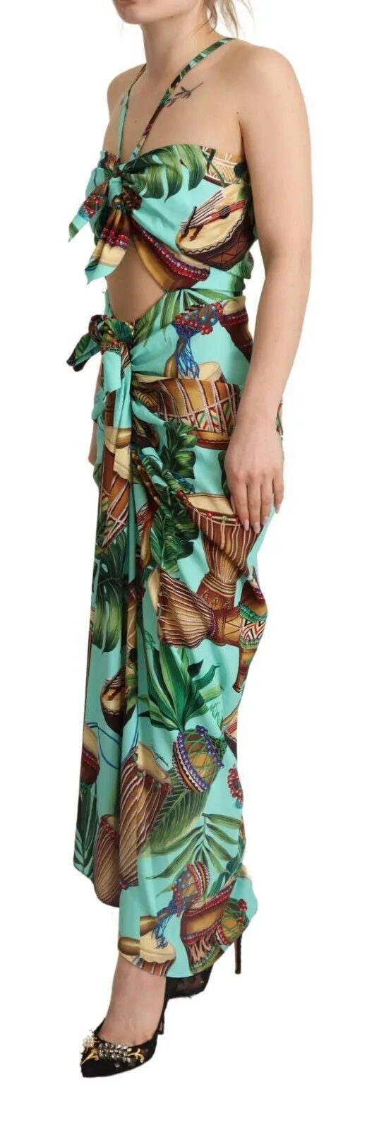 Dolce & Gabbana Women's Silk Drum Print Maxi Wrap Elegance