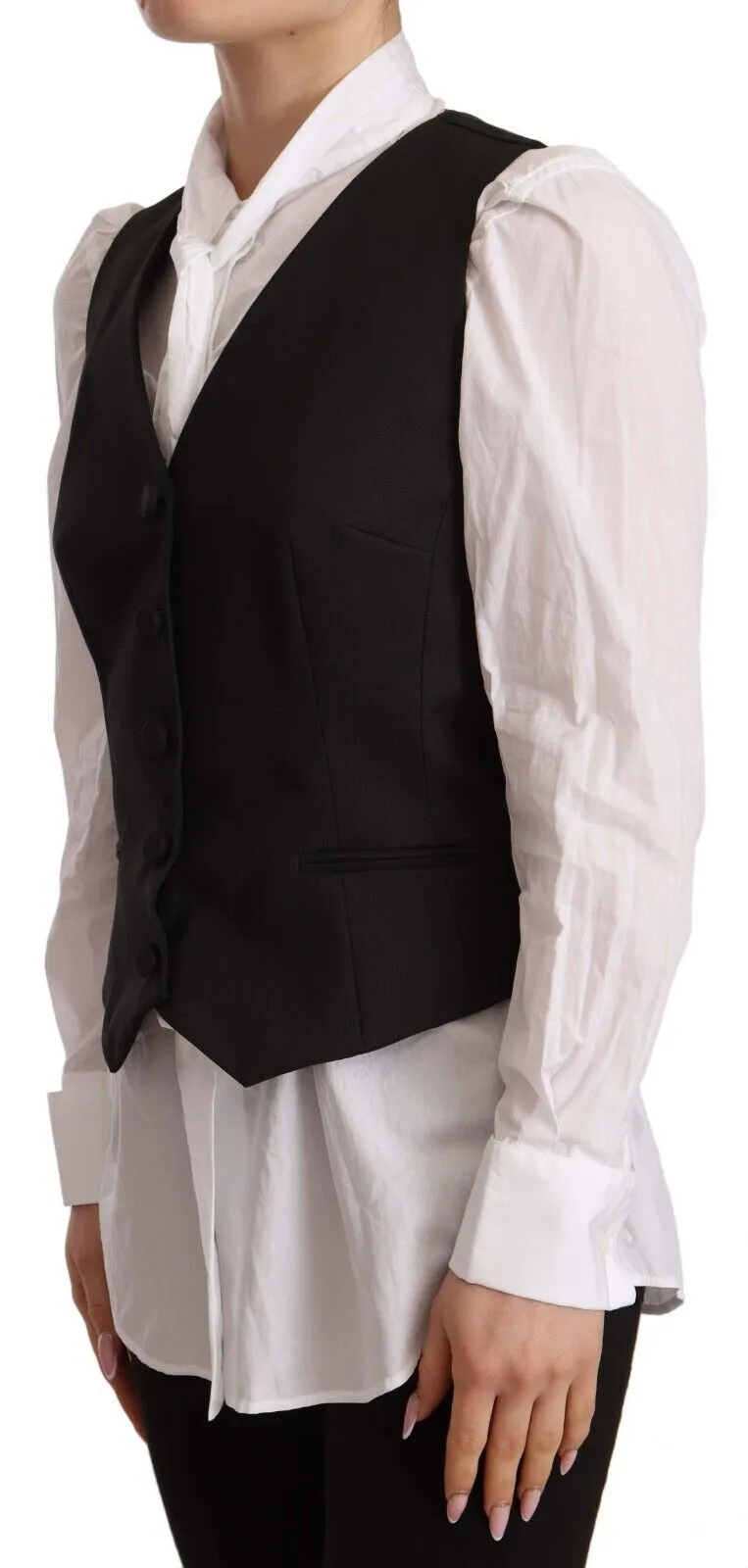 Dolce & Gabbana Women's Elegant Silk Blend Black Vest Top