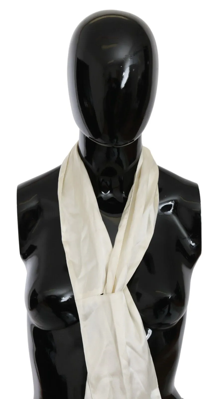 Ermanno Scervino Ivory Silk Stretch Men's Skinny Scarf