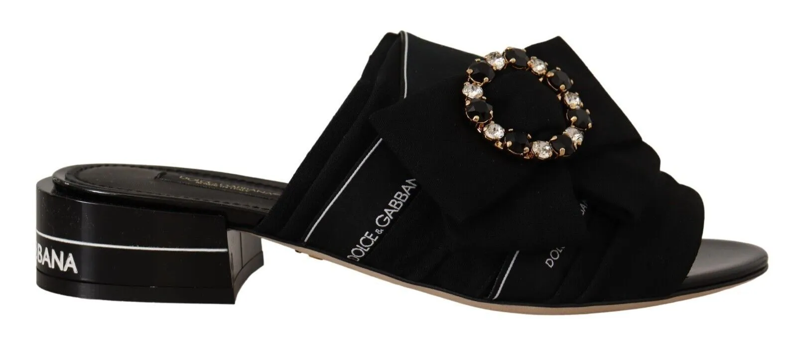 Dolce & Gabbana Women's Elegant Black Crystal-Embellished Slides