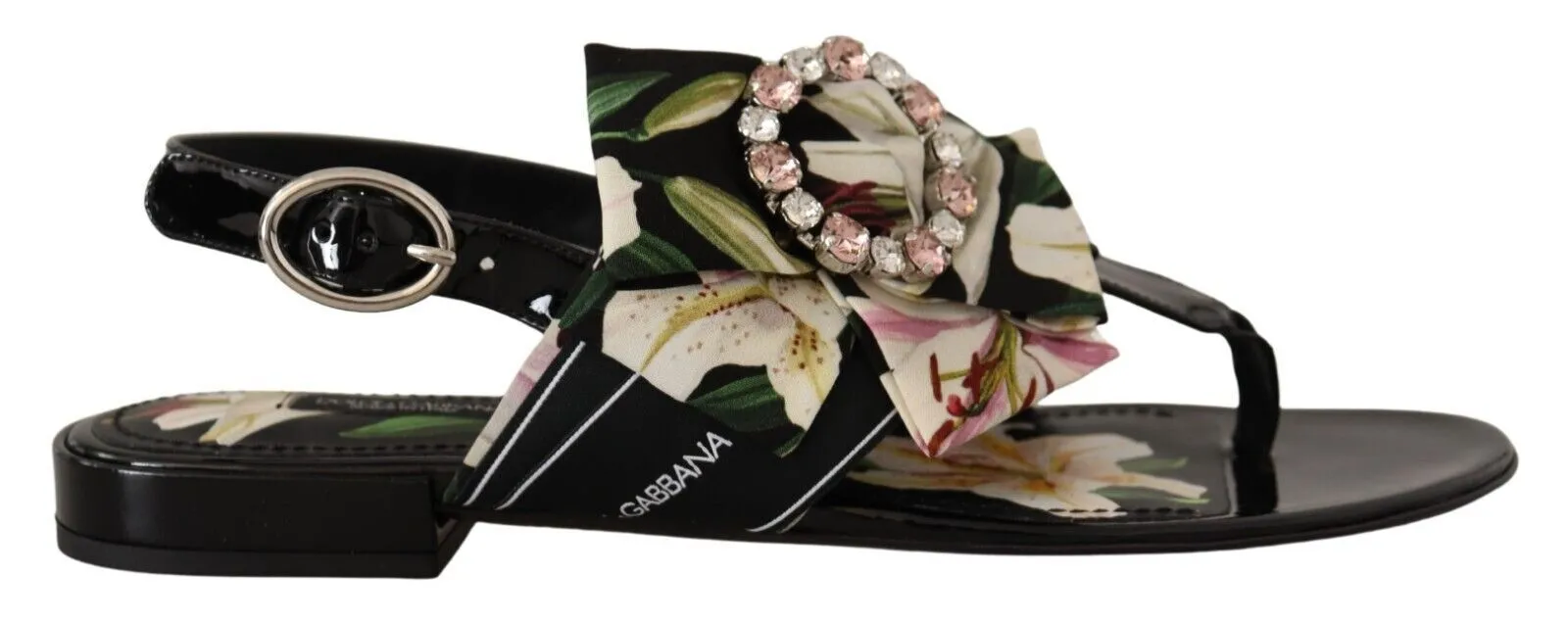 Dolce & Gabbana Women's Floral Crystal-Embellished Silk Slide Sandals