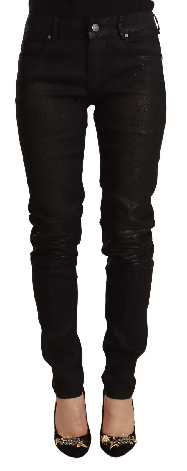 Acht Women's Slim-Fit Cotton Blend Black Jeans