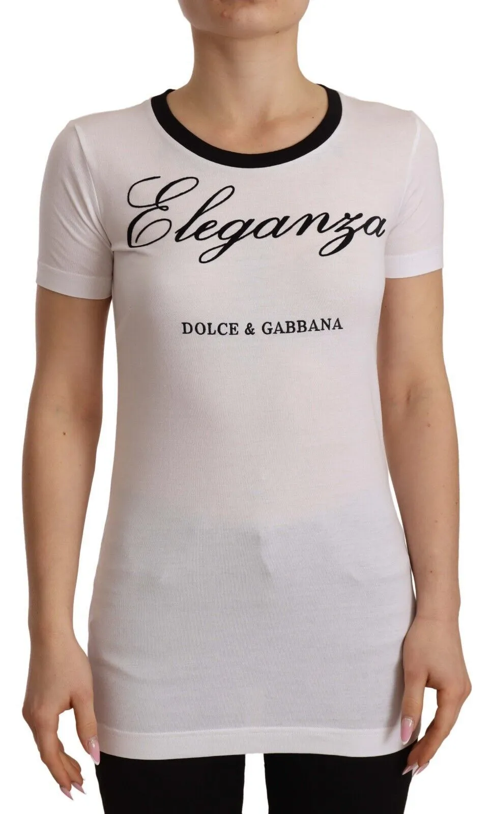 Dolce & Gabbana Women's Chic White Round Neck Cotton Tee