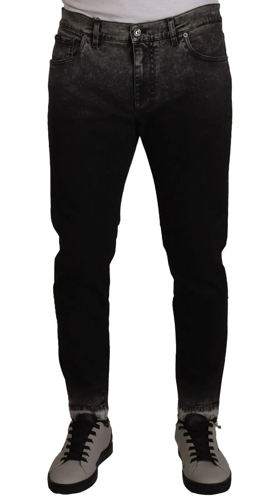 Dolce & Gabbana Men's Black Washed Cotton Stretch Capri Denim Jeans