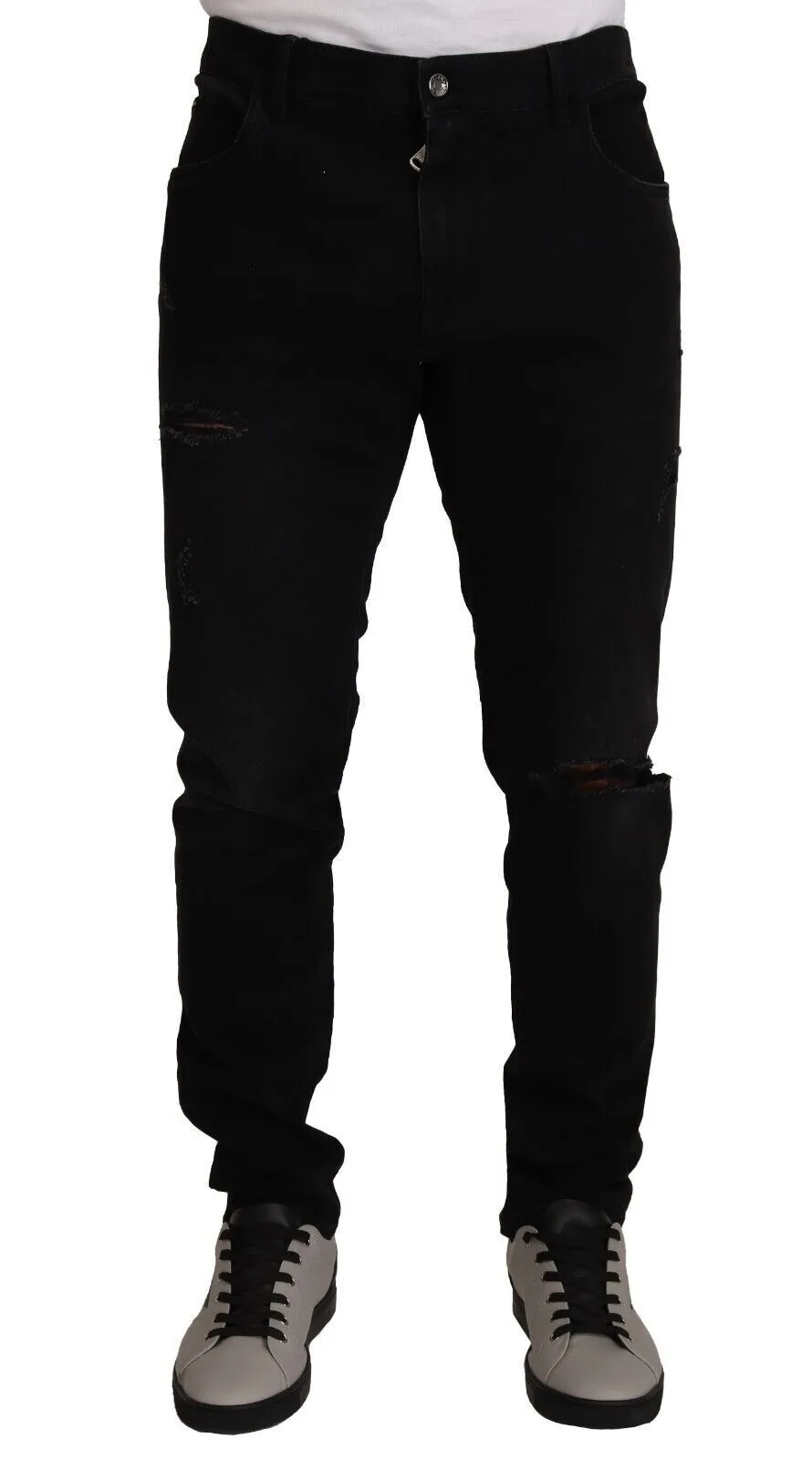 Dolce & Gabbana Men's Black Cotton Skinny Denim Trouser Jeans