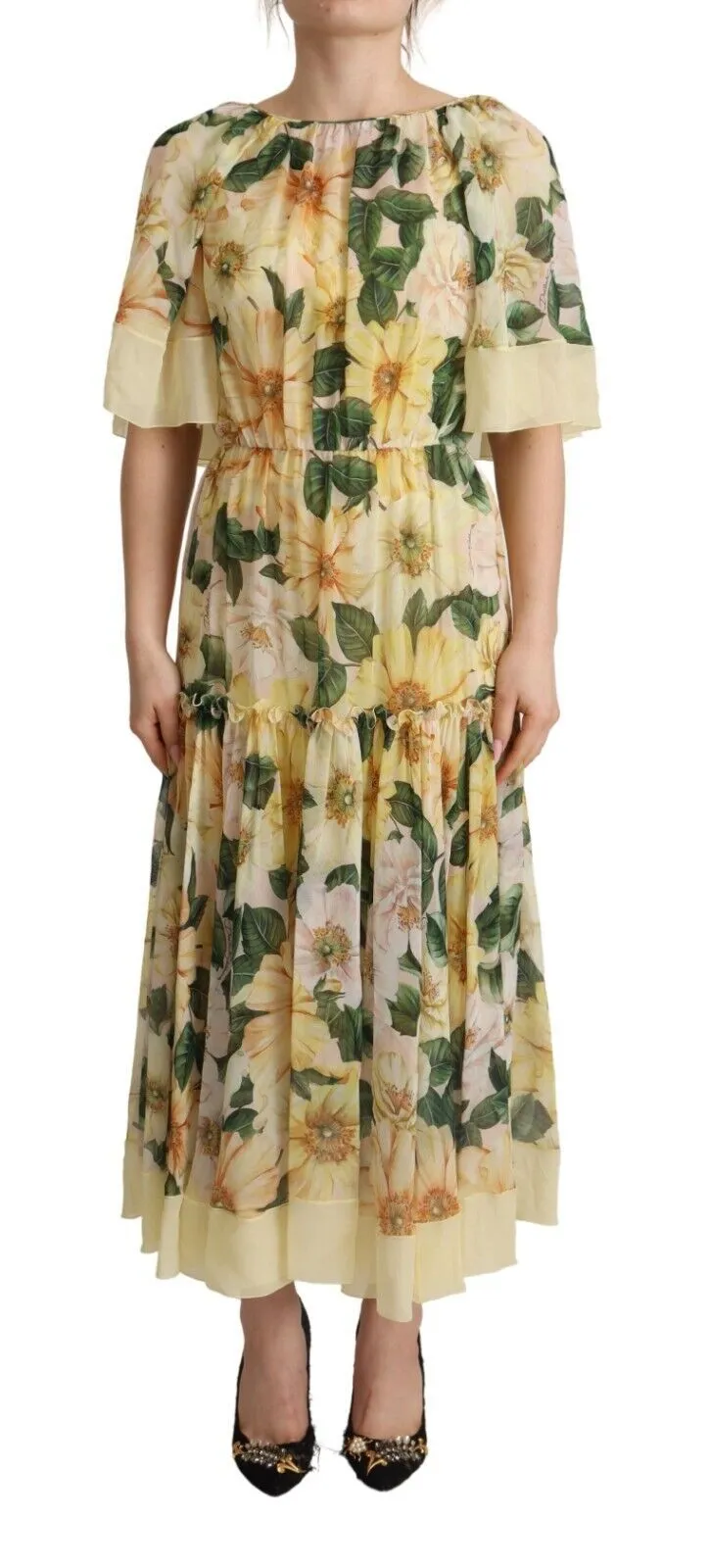 Dolce & Gabbana Women's Elegant Floral Silk Maxi Dress