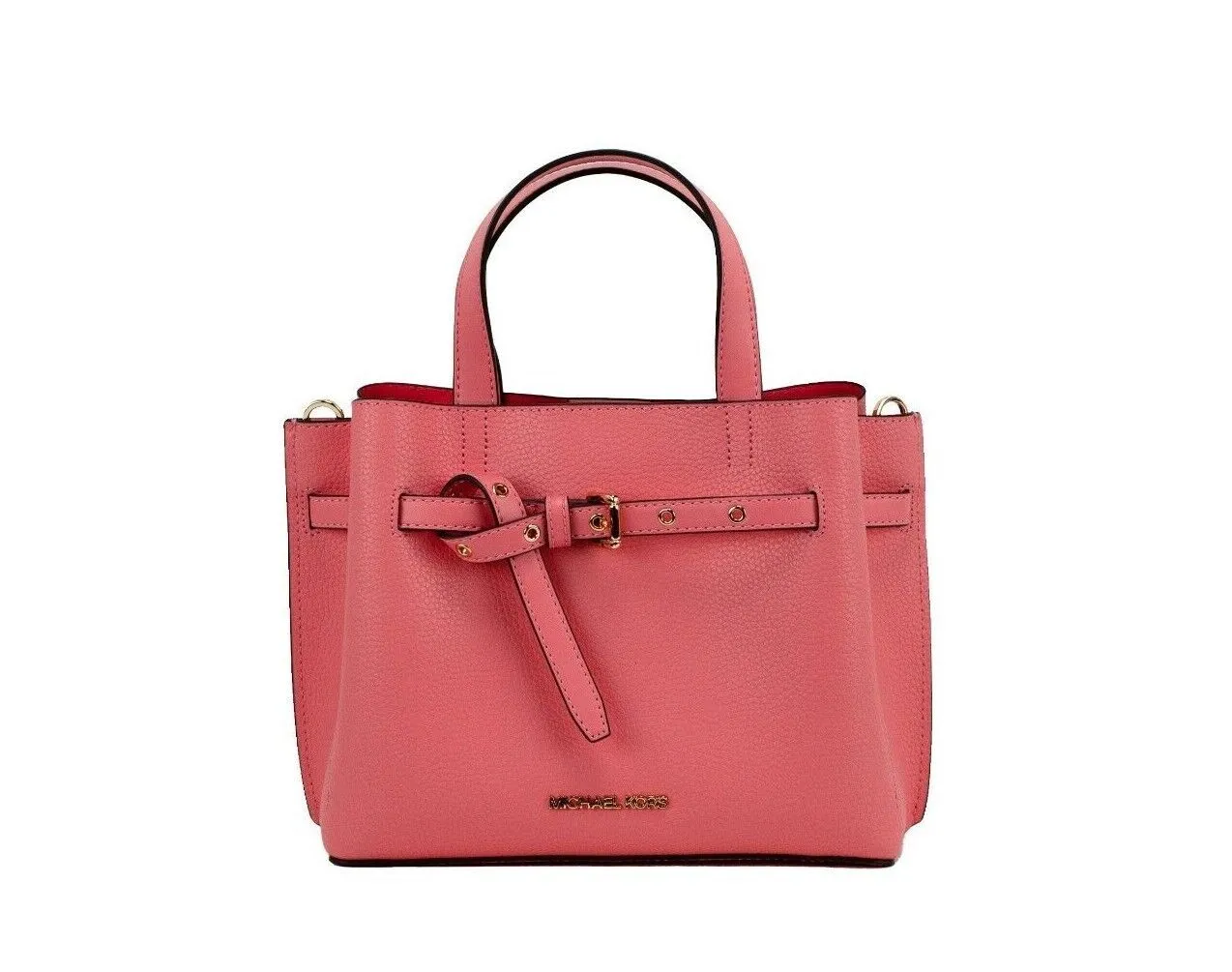 Michael Kors Women's Emilia Small Grapefruit Pebbled Leather Satchel Crossbody Handbag
