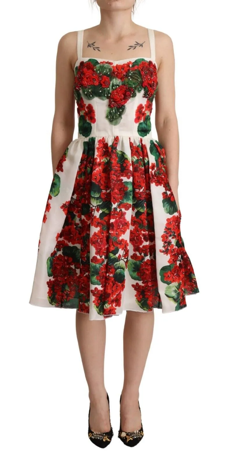 Dolce & Gabbana Women's Elegant Silk Floral A-Line Dress