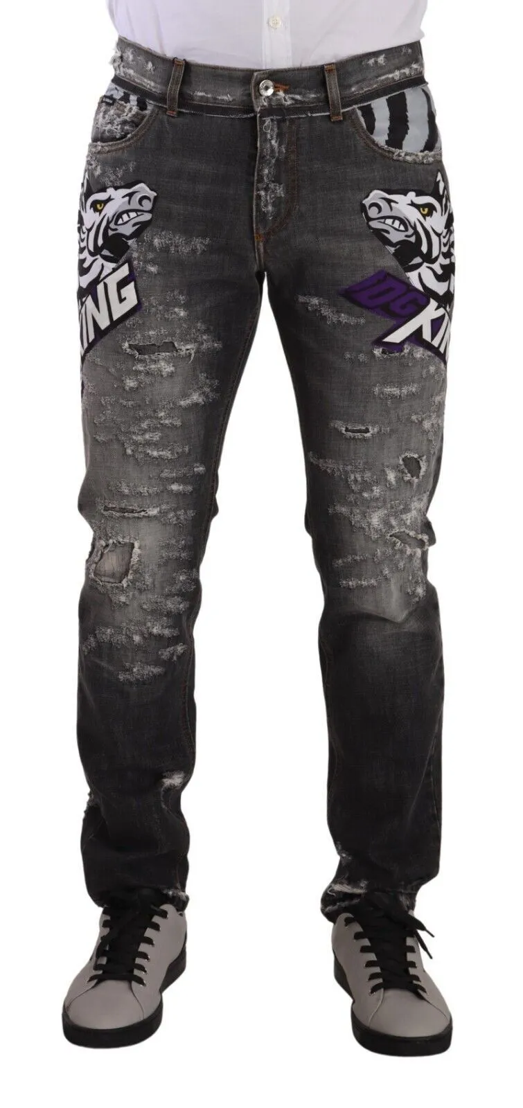 Dolce & Gabbana Men's Elegant Gray Distressed Denim Jeans