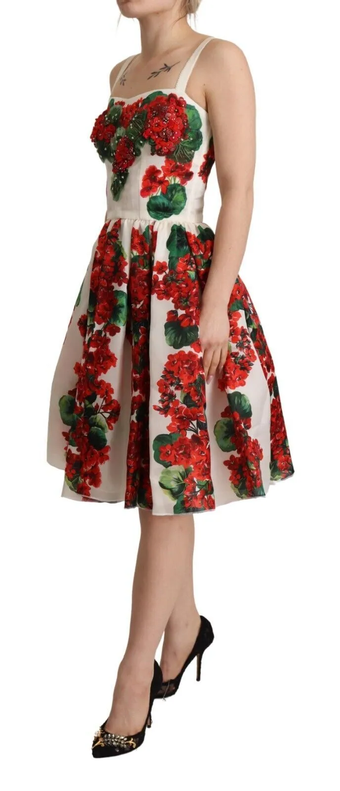 Dolce & Gabbana Women's Elegant Silk Floral A-Line Dress