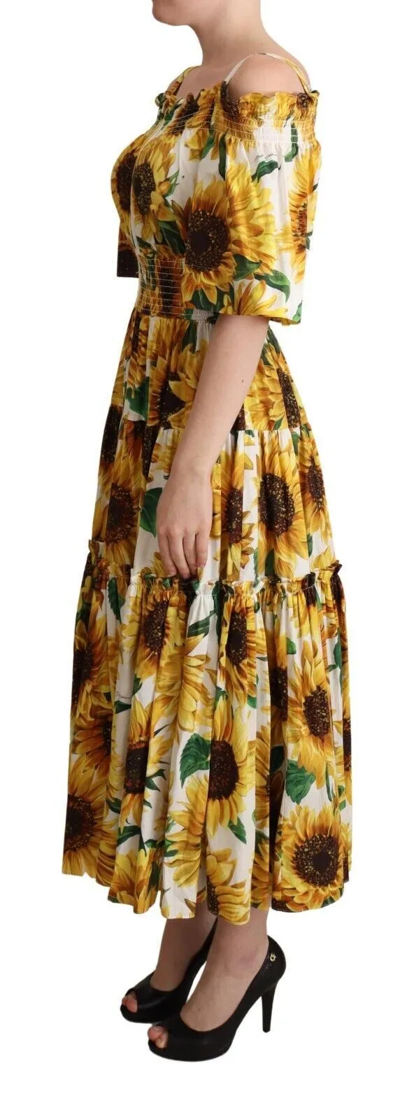 Dolce & Gabbana Women's Sunflower Elegance Open Shoulder Dress