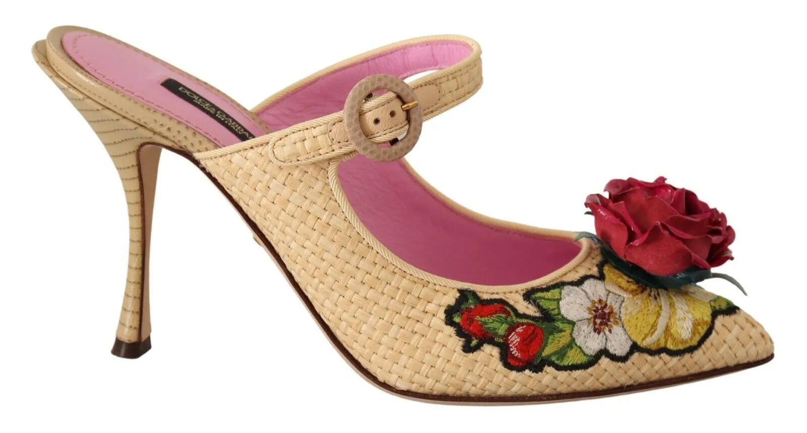 Dolce & Gabbana Women's Floral Embellished Heels Sandals in Beige