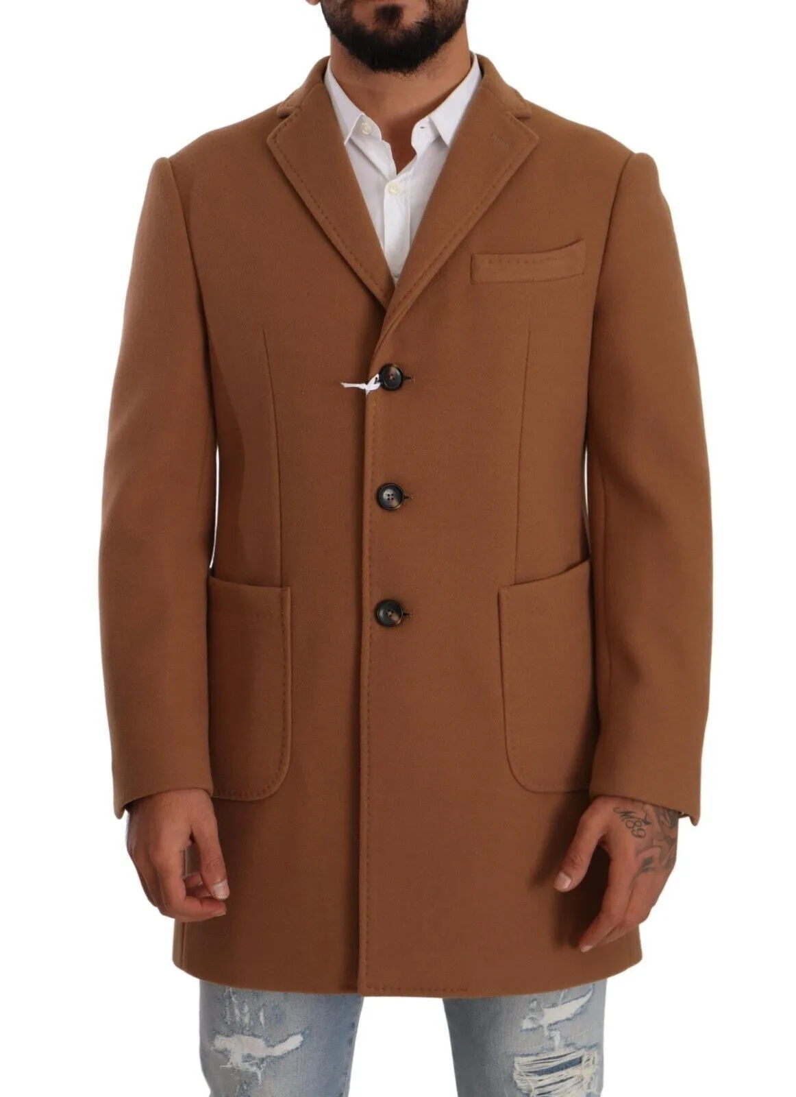 Domenico Tagliente Men's Elegant Brown Single Breasted Blazer
