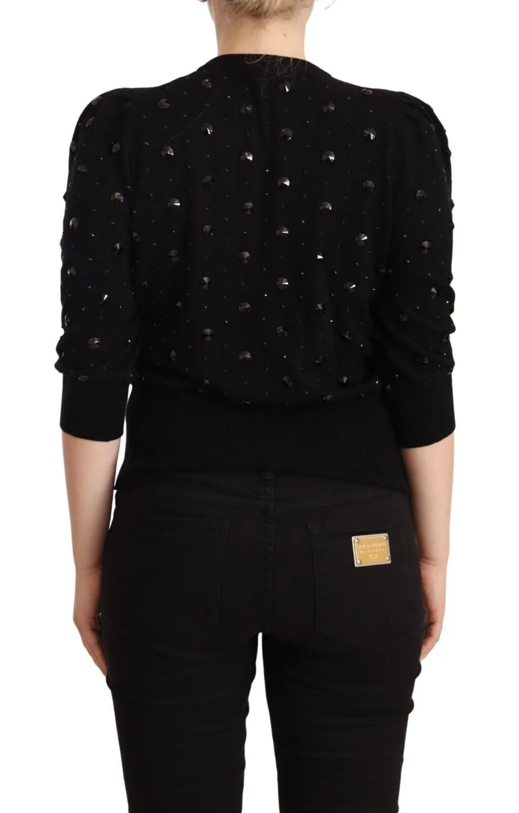 Dolce & Gabbana Women's Elegant Black Cashmere Crystal Cardigan