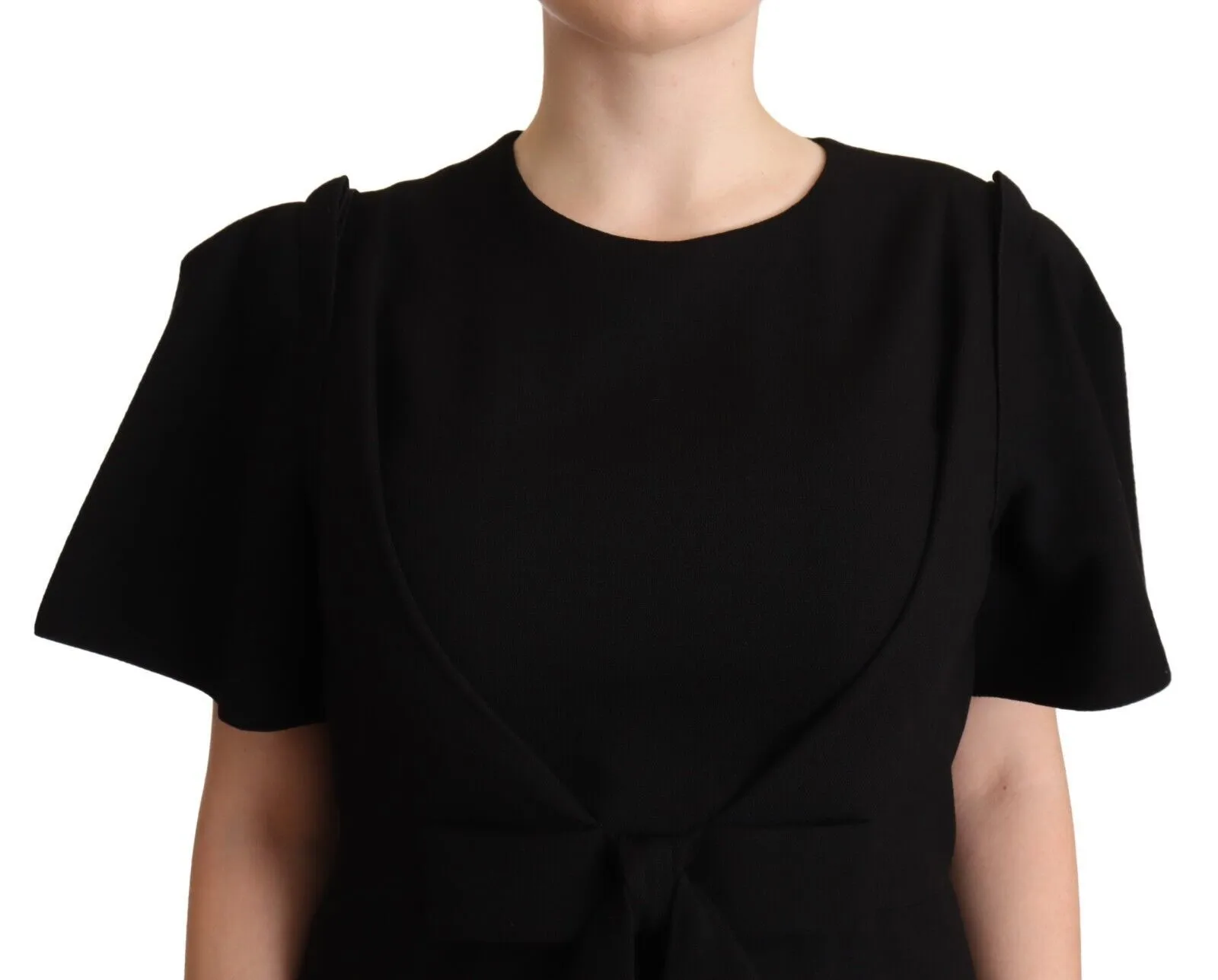 Dolce & Gabbana Women's Elegant Black Midi Dress with Bow Detail