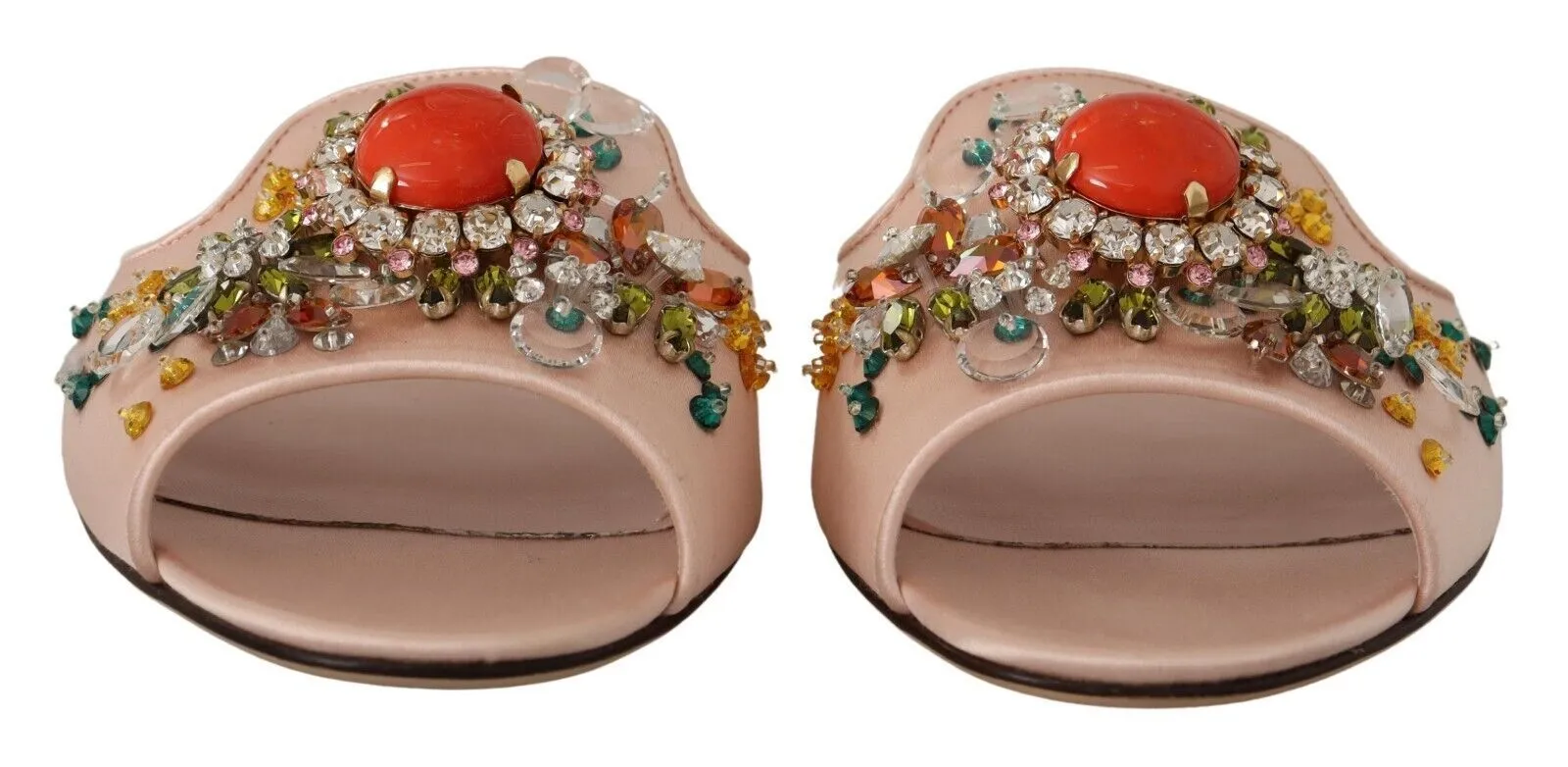 Dolce & Gabbana Women's Crystal-Embellished Leather Slide Flats