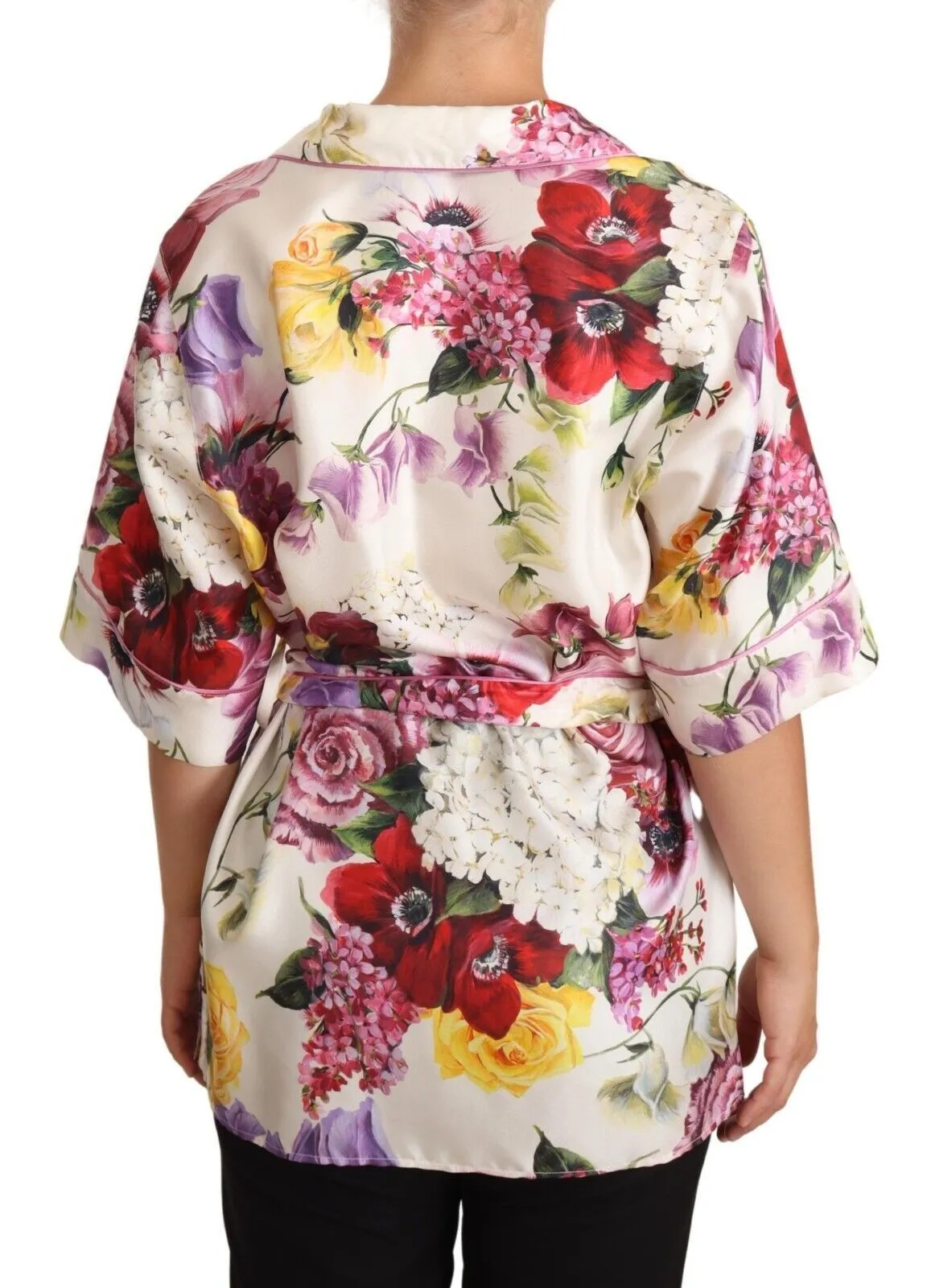 Dolce & Gabbana Women's Elegant Silk Floral Pajama-Style Blouse