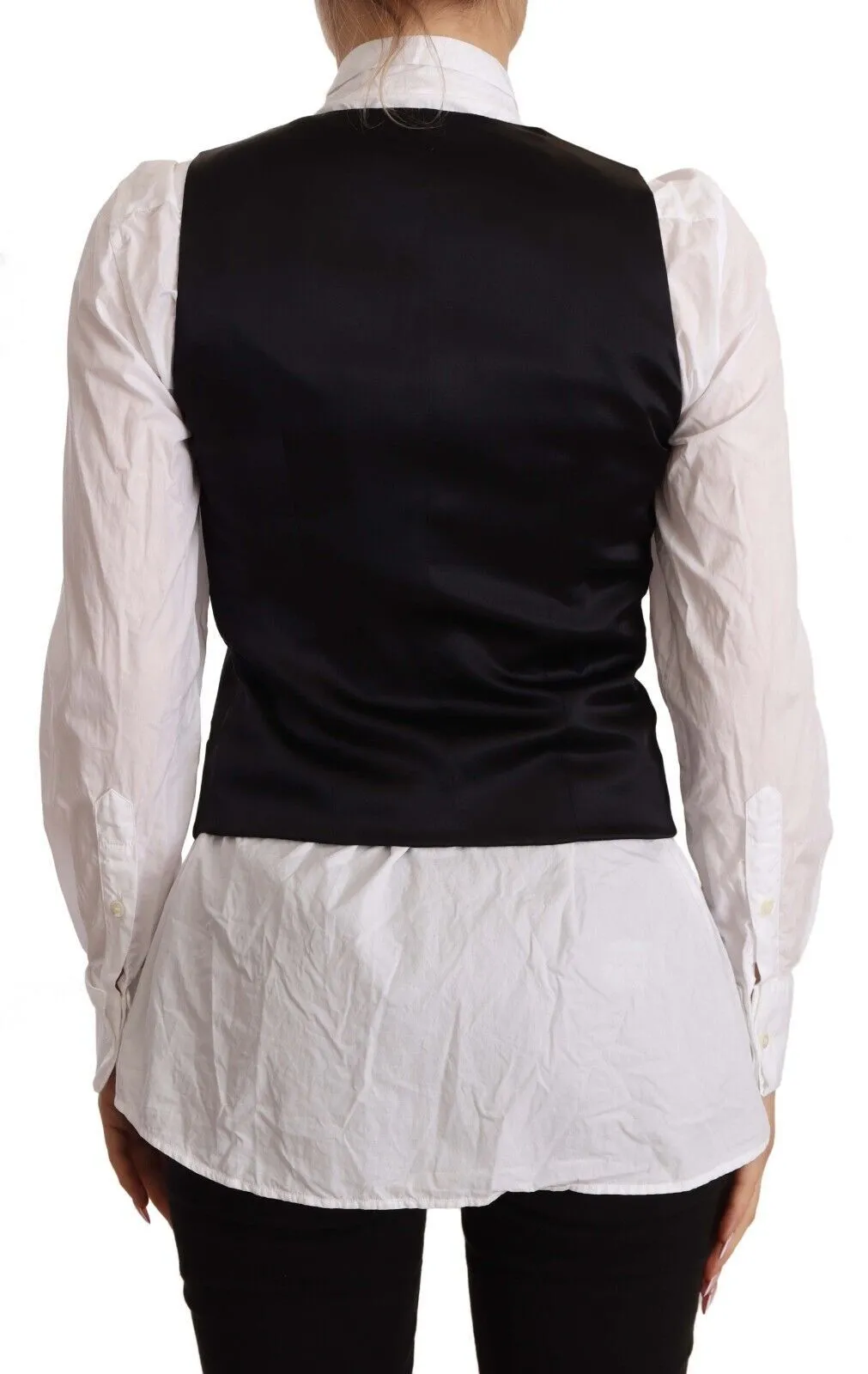Dolce & Gabbana Women's Elegant Silk Blend Black Vest Top