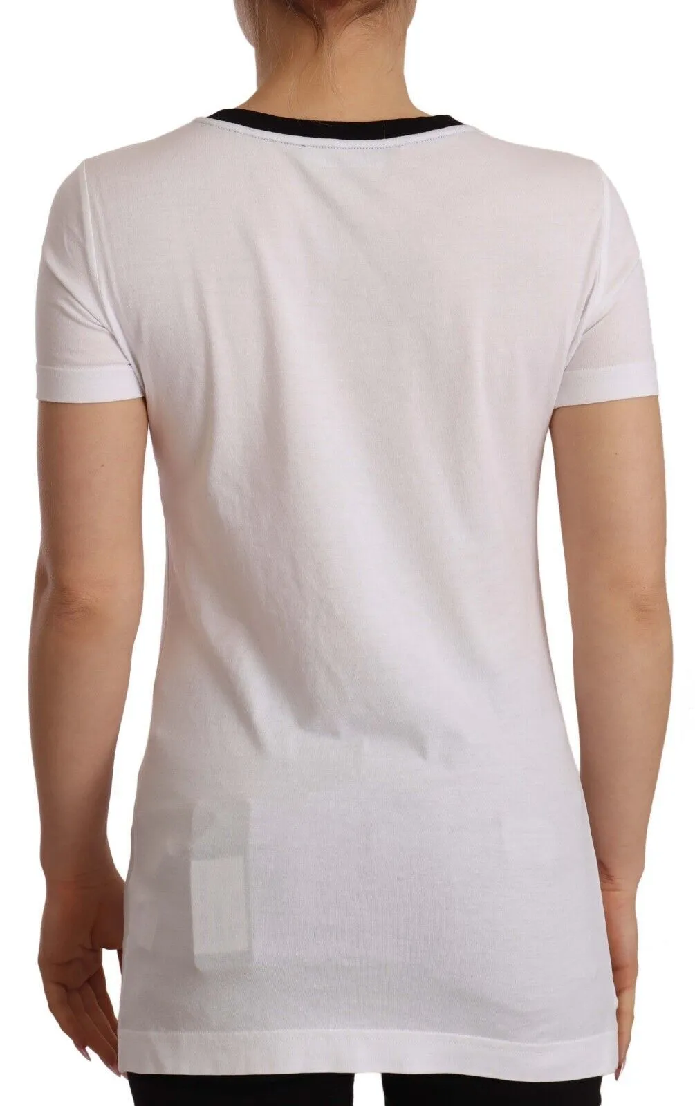 Dolce & Gabbana Women's Chic White Round Neck Cotton Tee