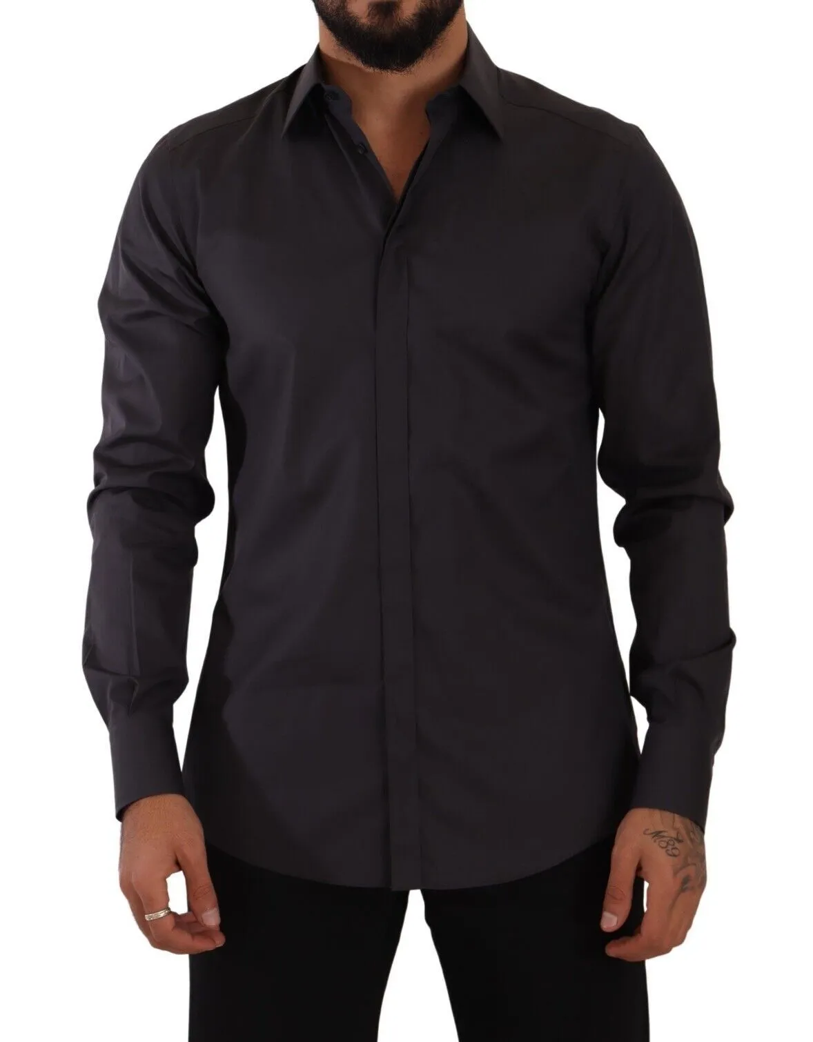 Dolce & Gabbana Men's Elegant Slim Fit Blue Martini Dress Shirt