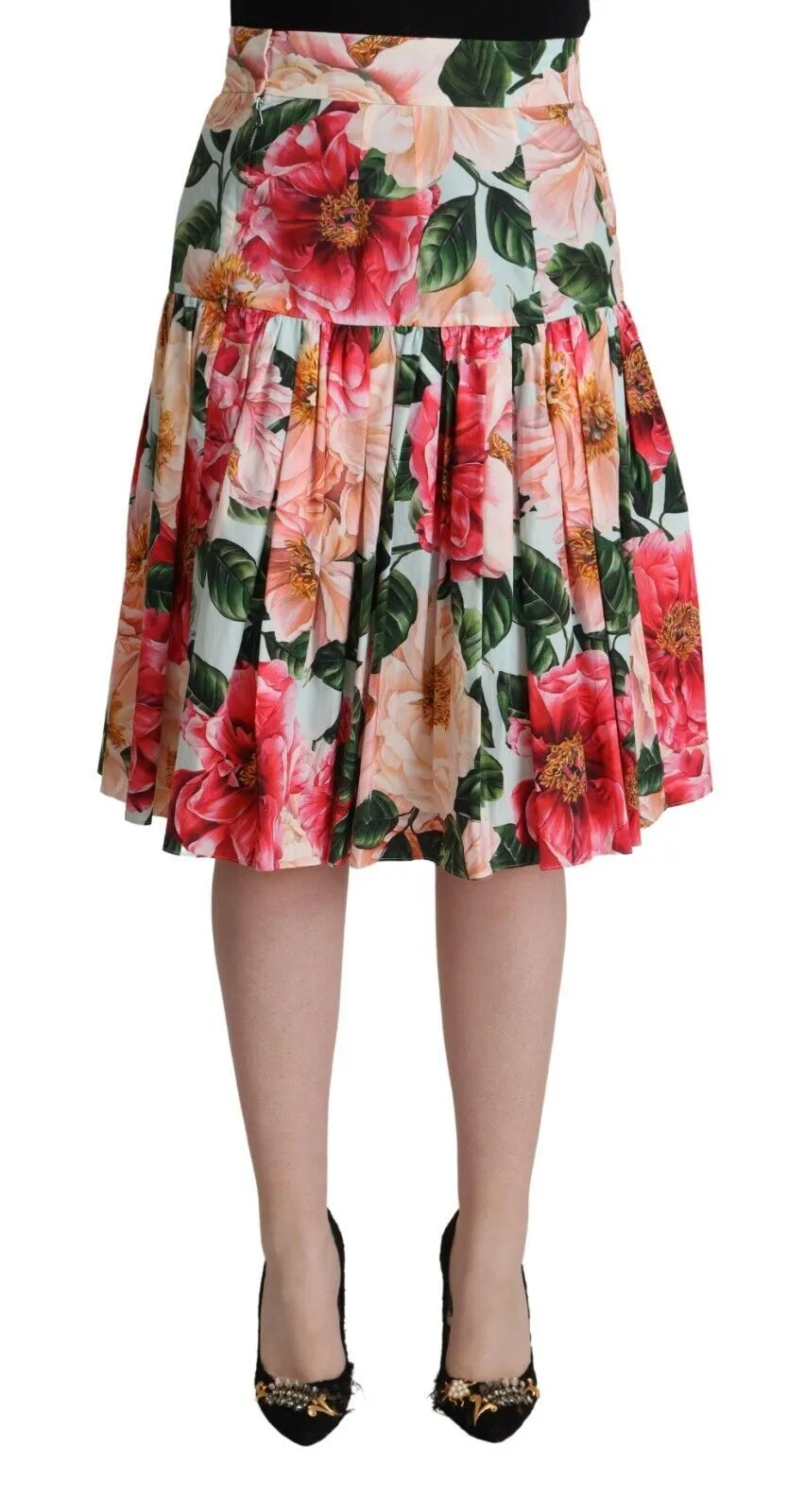 Dolce & Gabbana Women's Elegant Pleated Floral A-Line Skirt