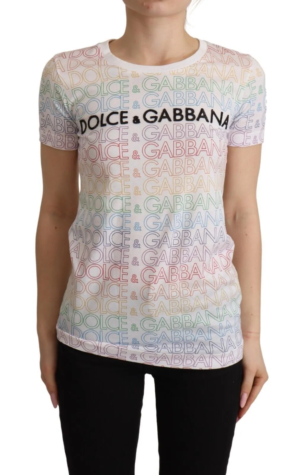 Dolce & Gabbana Women's Chic White Logo Tee with Italian Flair