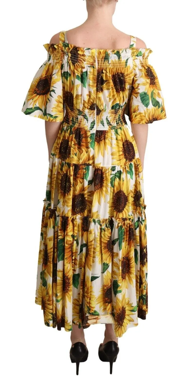 Dolce & Gabbana Women's Sunflower Elegance Open Shoulder Dress