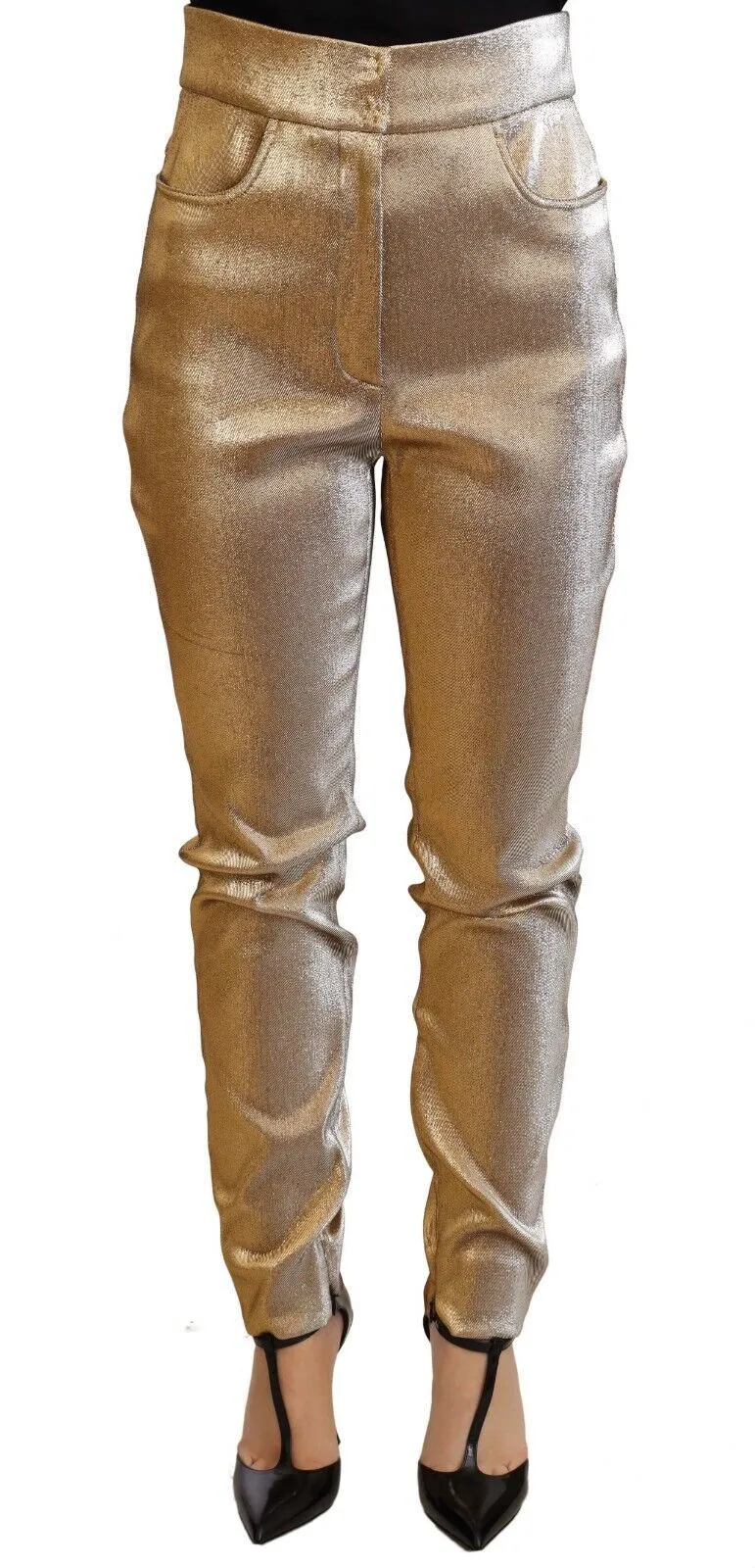 Dolce & Gabbana Women's Glamorous Gold Metallic Skinny Pants
