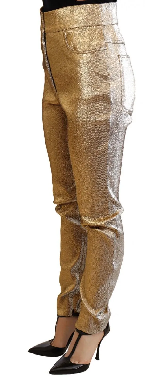 Dolce & Gabbana Women's Glamorous Gold Metallic Skinny Pants
