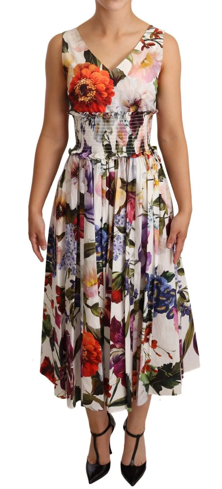Dolce & Gabbana Women's Elegant White Floral A-Line Dress