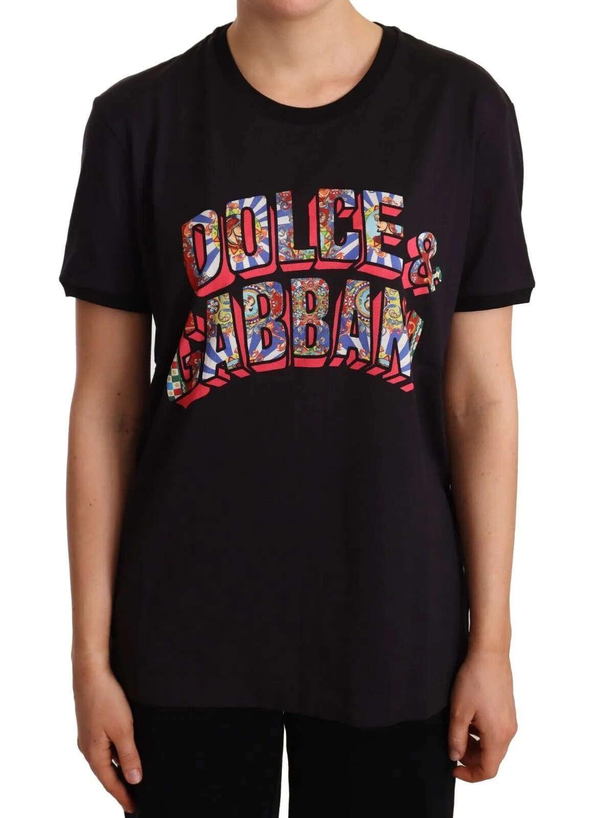 Dolce & Gabbana Women's Elegant Black Cotton Logo Tee