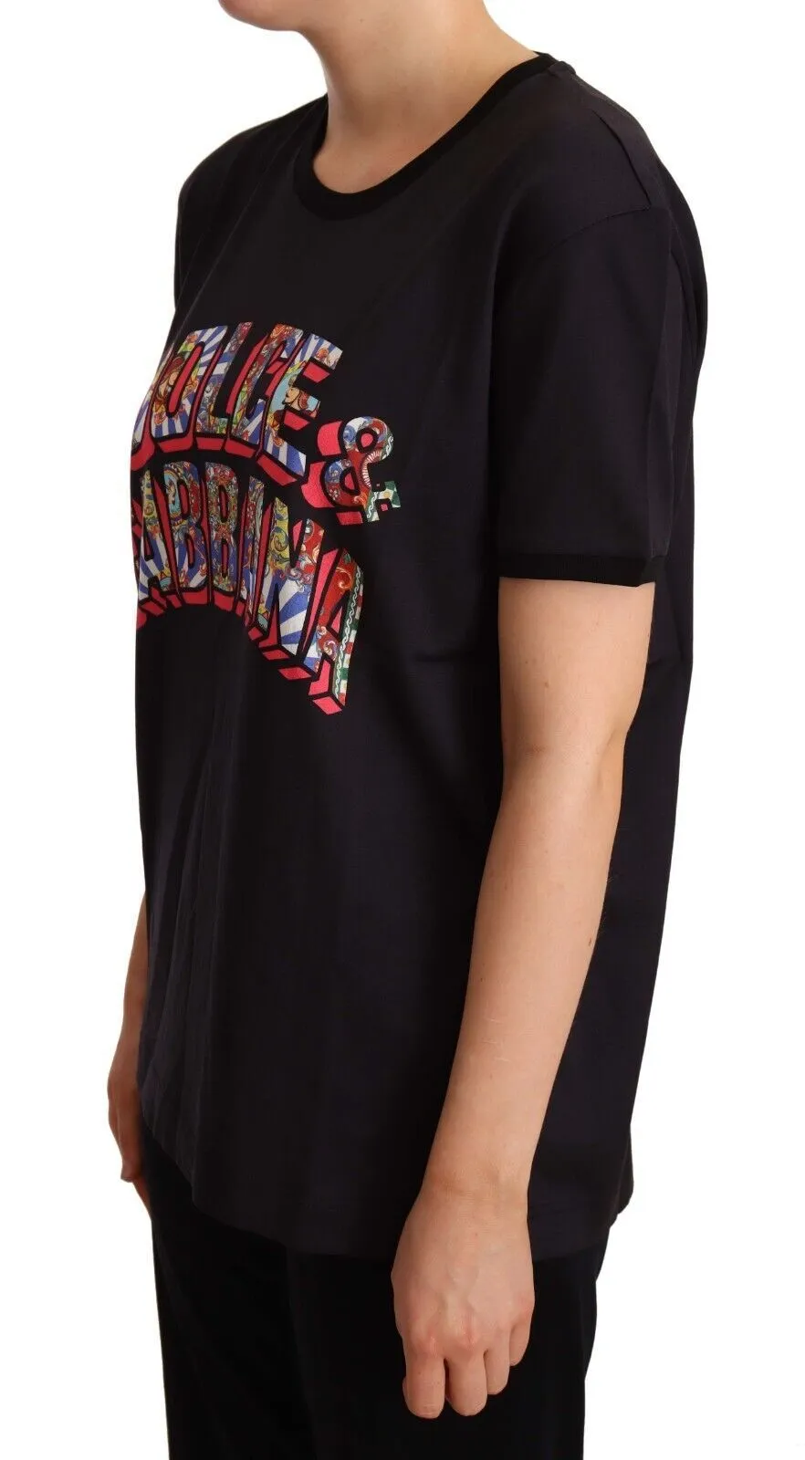 Dolce & Gabbana Women's Elegant Black Cotton Logo Tee