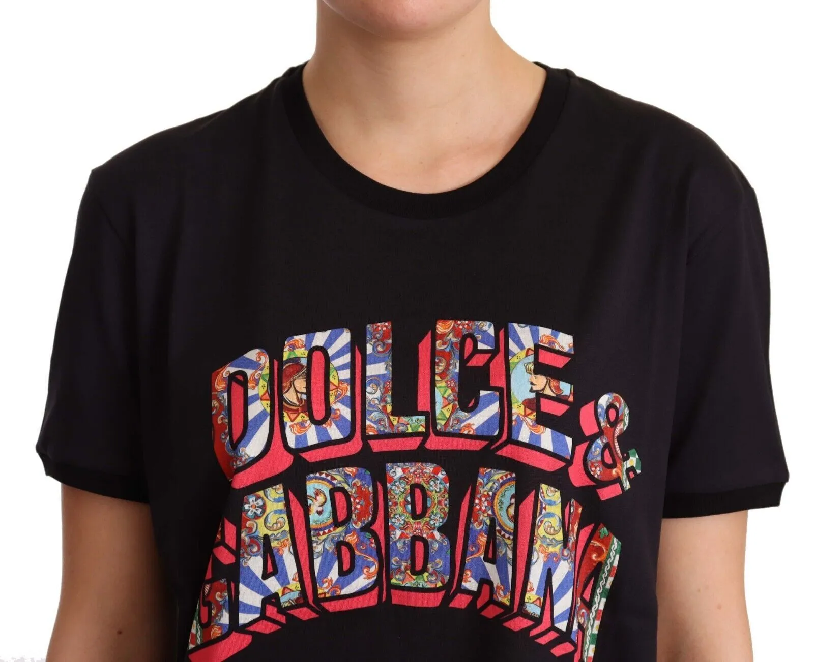 Dolce & Gabbana Women's Elegant Black Cotton Logo Tee