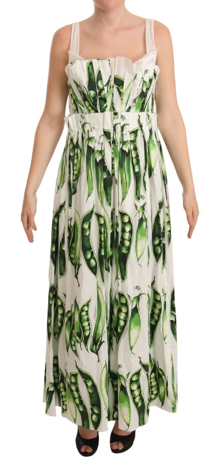 Dolce & Gabbana Women's Elegant Pea Pod Print Maxi Dress