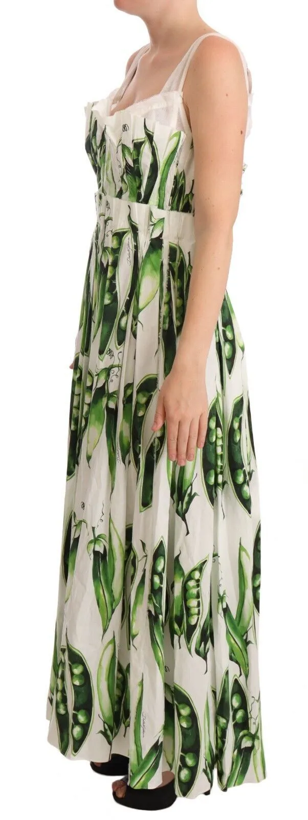 Dolce & Gabbana Women's Elegant Pea Pod Print Maxi Dress