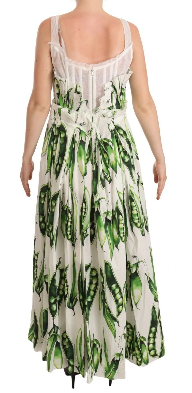Dolce & Gabbana Women's Elegant Pea Pod Print Maxi Dress