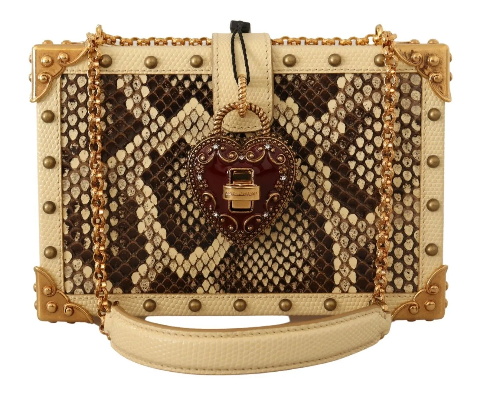Dolce & Gabbana Women's Chic Yellow Box Clutch with Heart Twist