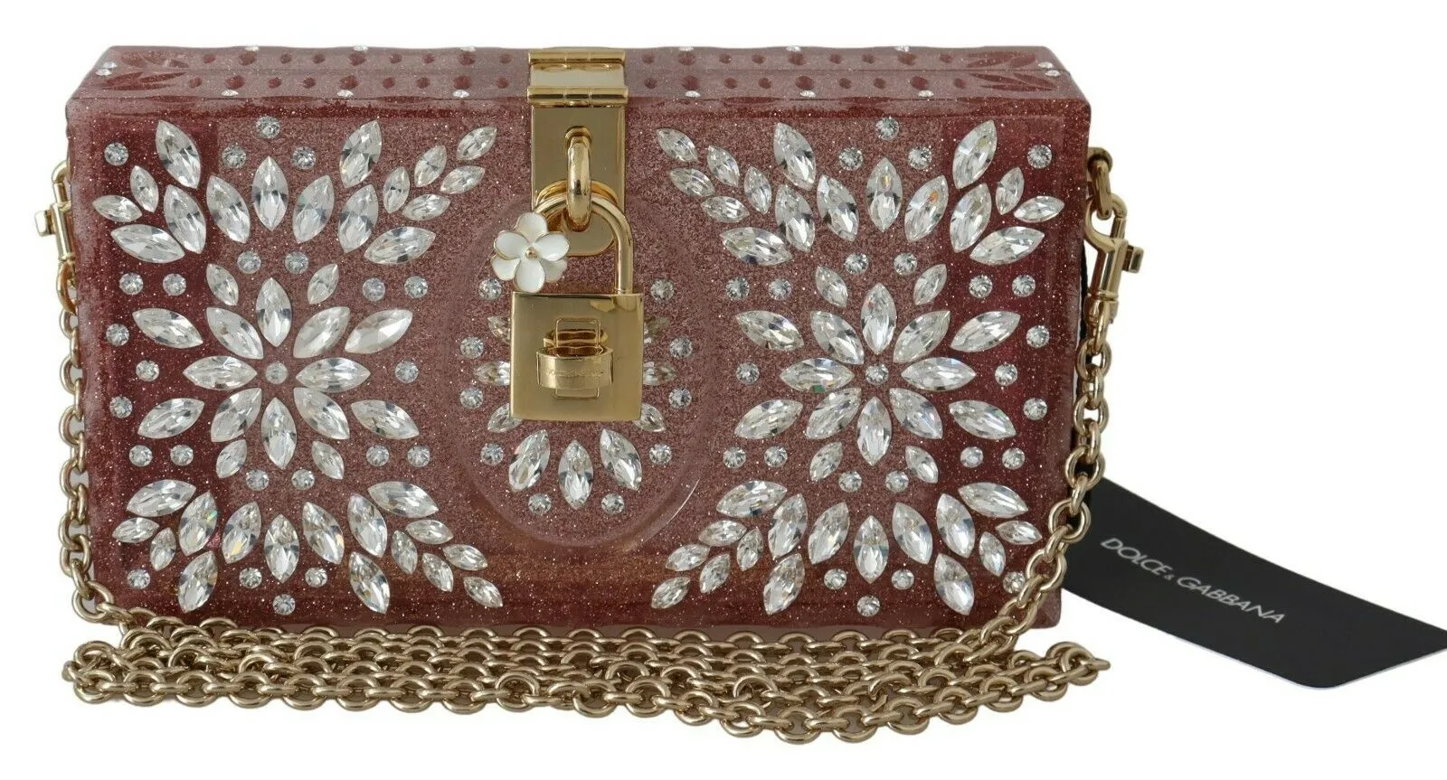 Dolce & Gabbana Women's Elegant Crystal-Studded Pink Box Bag