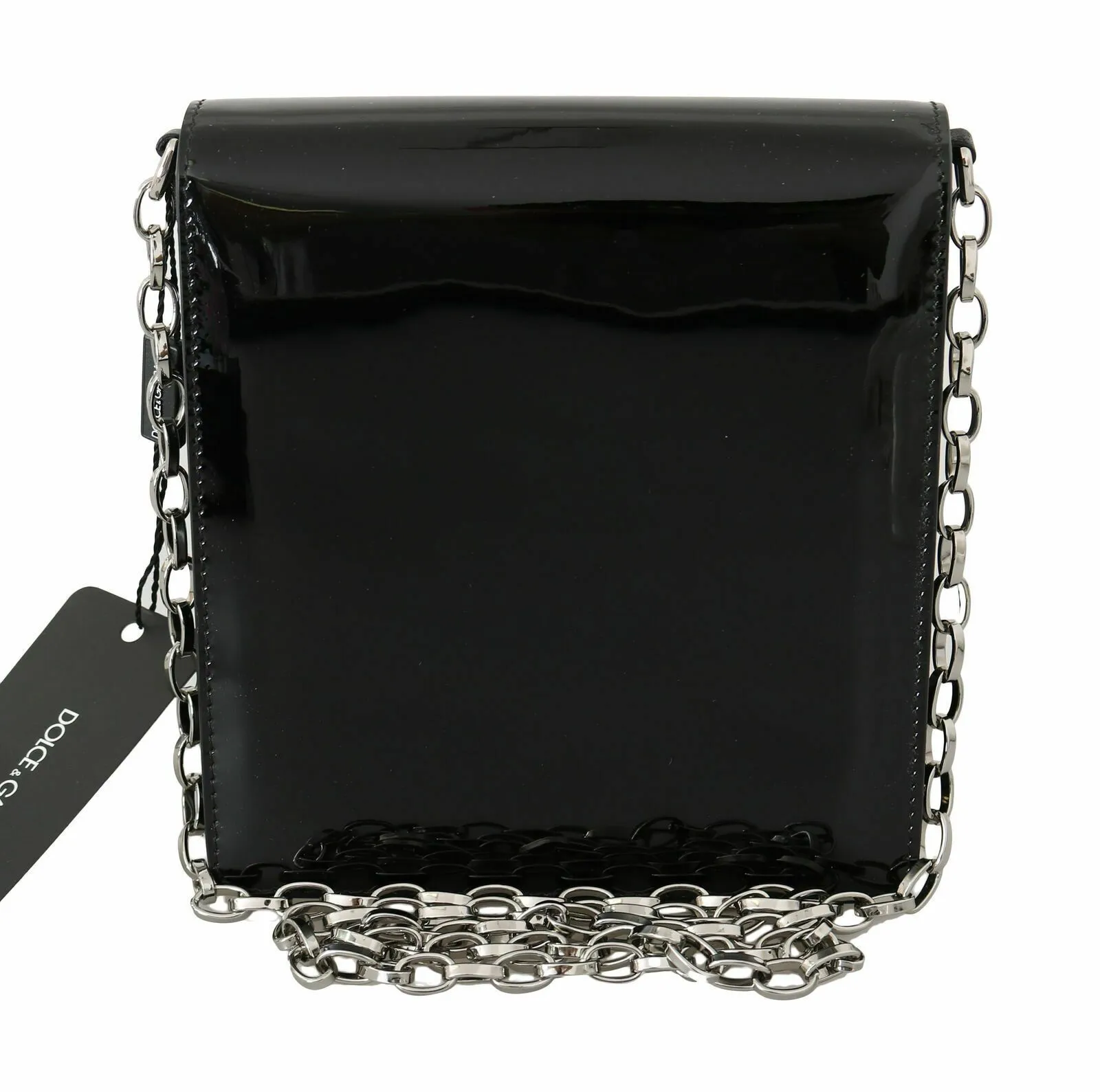 Dolce & Gabbana Women's Chic Patent Leather Clutch with Silver Accents