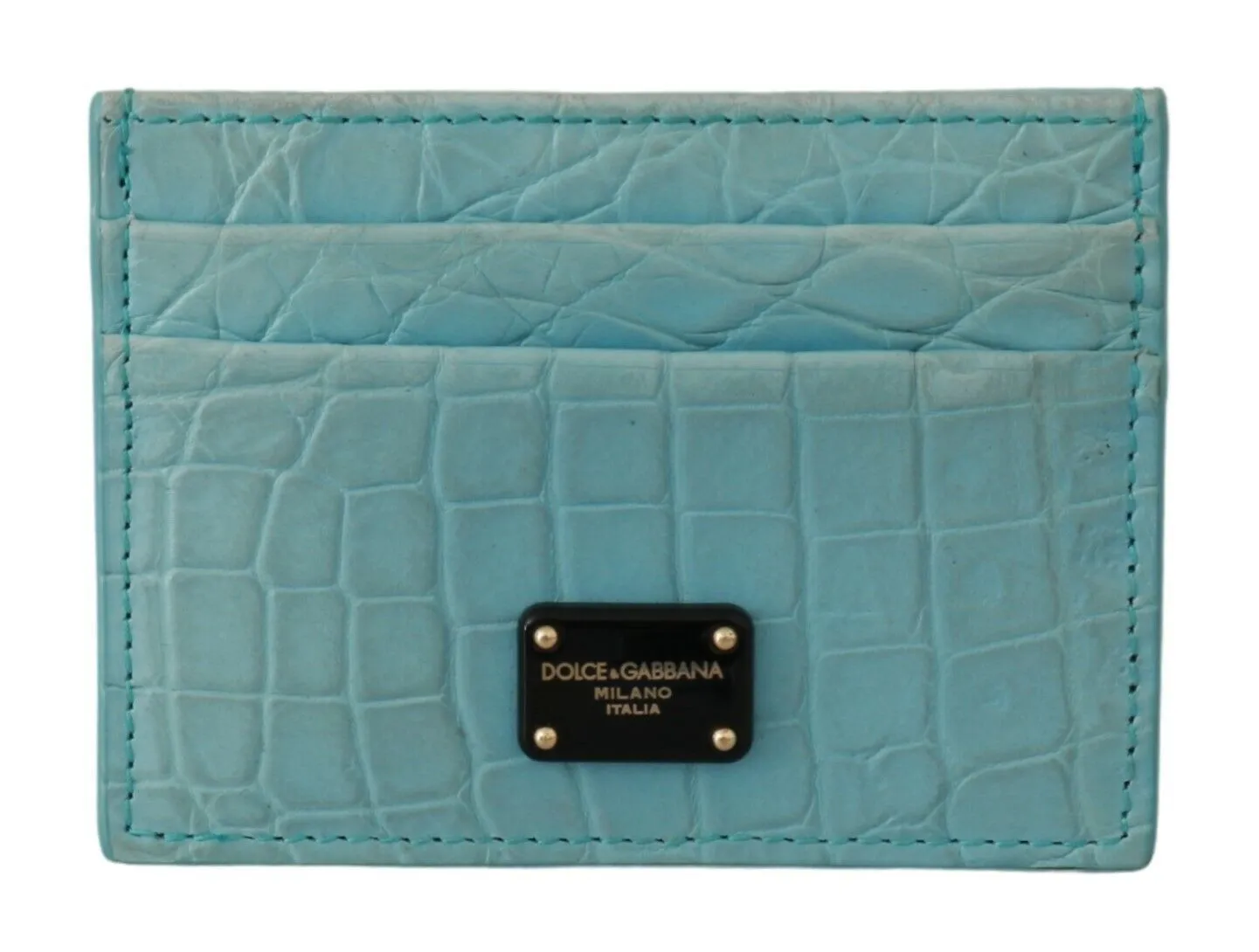 Dolce & Gabbana Women's Exquisite Caiman Leather Card Holder Wallet