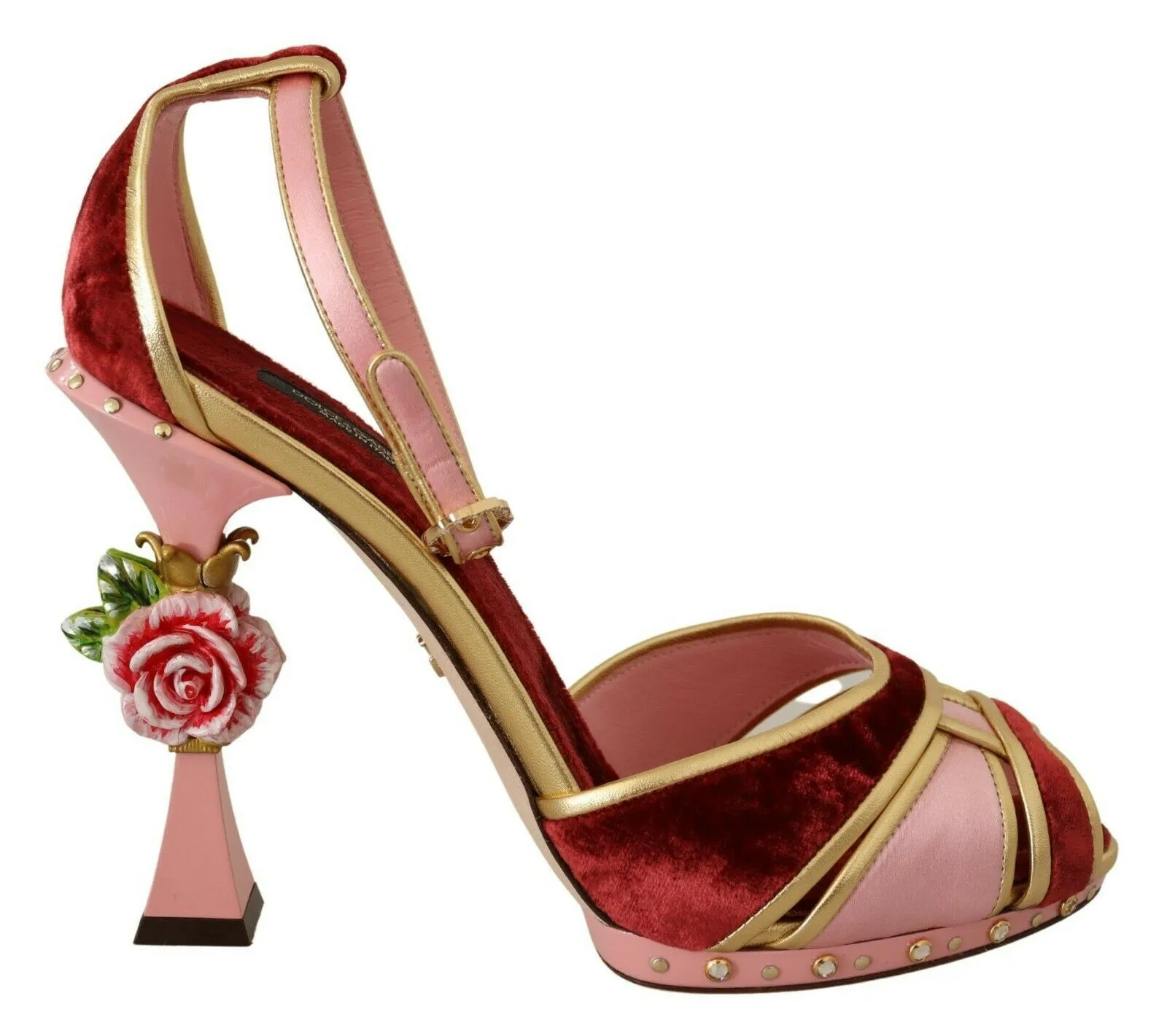 Dolce & Gabbana Women's Chic Red Velvet Ankle Strap Sandals