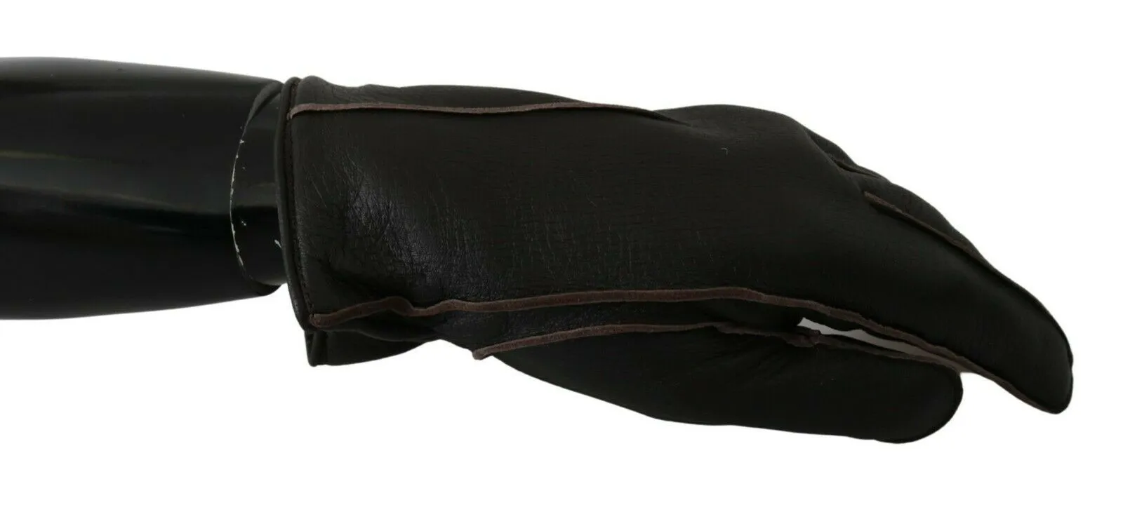 Dolce & Gabbana Men's Elegant Deerskin Leather Gloves in Dark Brown