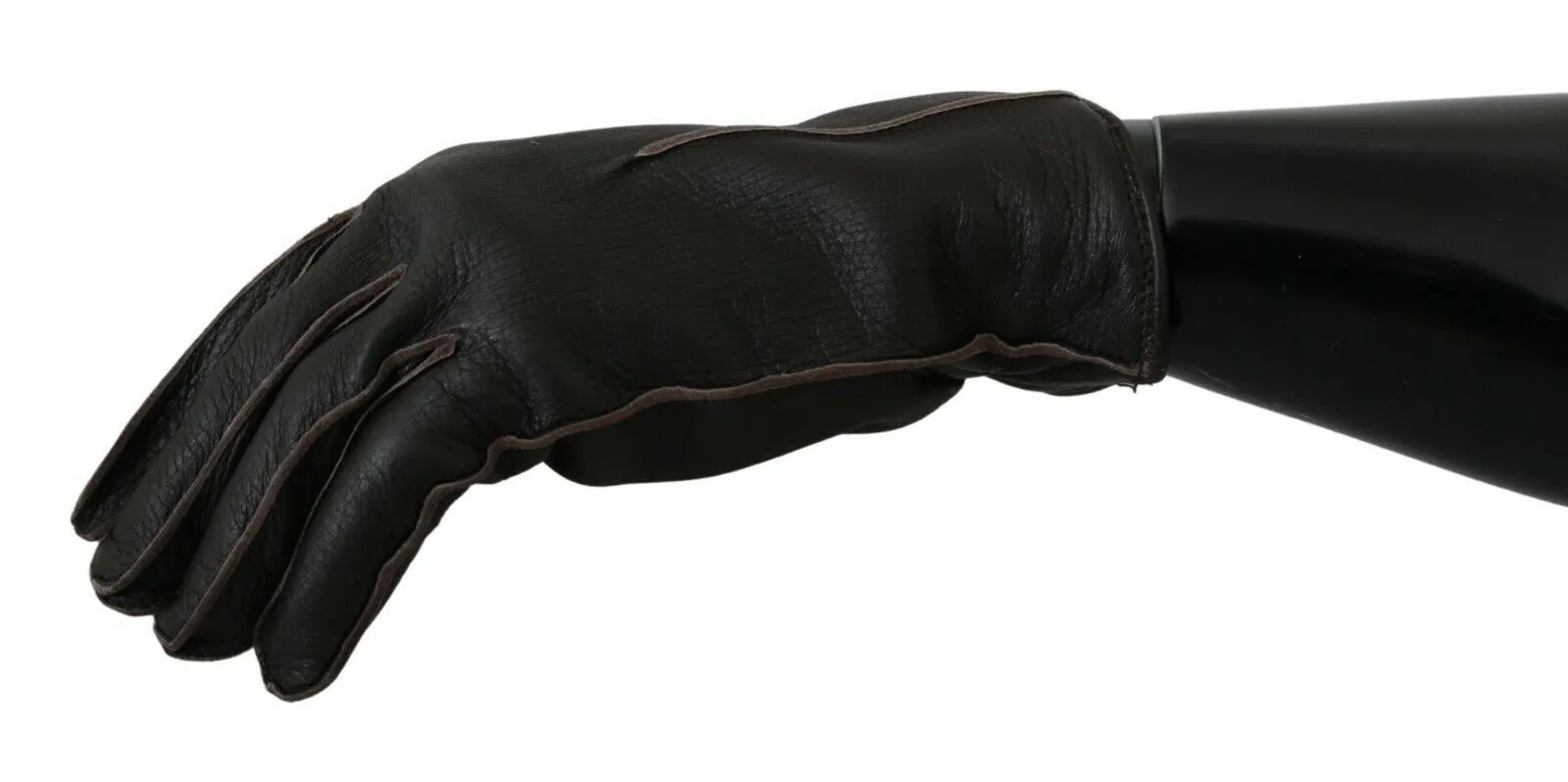 Dolce & Gabbana Men's Elegant Deerskin Leather Gloves in Dark Brown