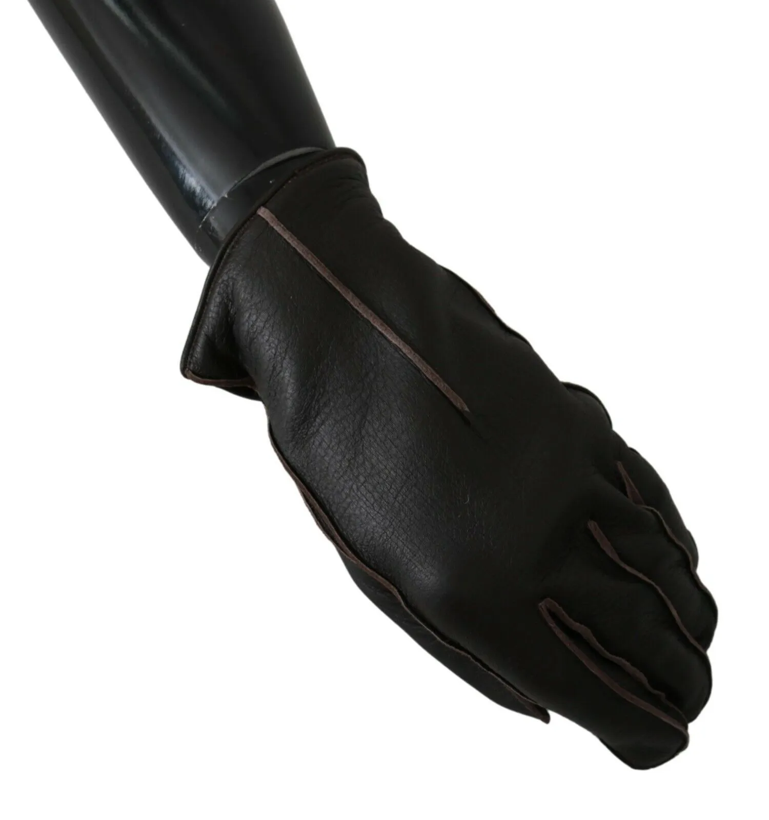 Dolce & Gabbana Men's Elegant Deerskin Leather Gloves in Dark Brown